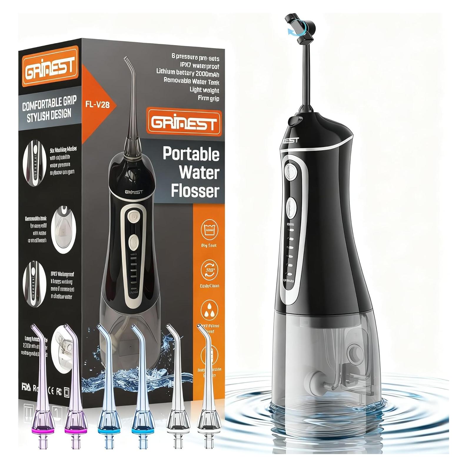 Irrigador Dental Inalámbrico Grinest FL-V28 Negro IPX7