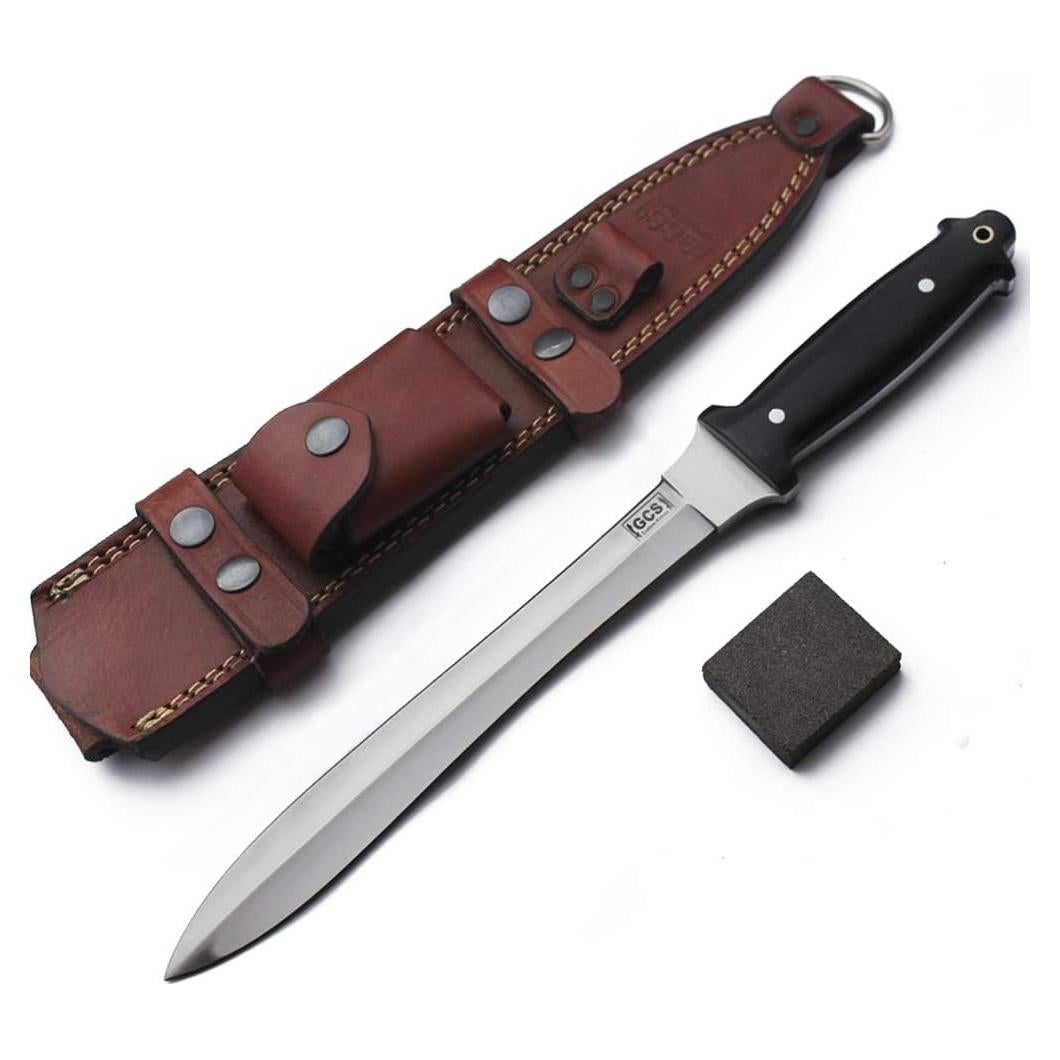 Cuchillo Táctico GCS231 de Supervivencia con Funda de Cuero
