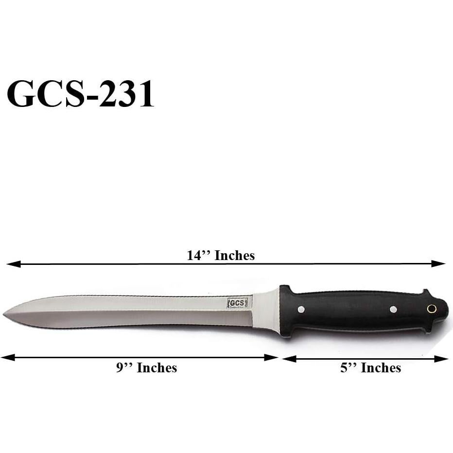 Cuchillo Táctico GCS231 de Supervivencia con Funda de Cuero