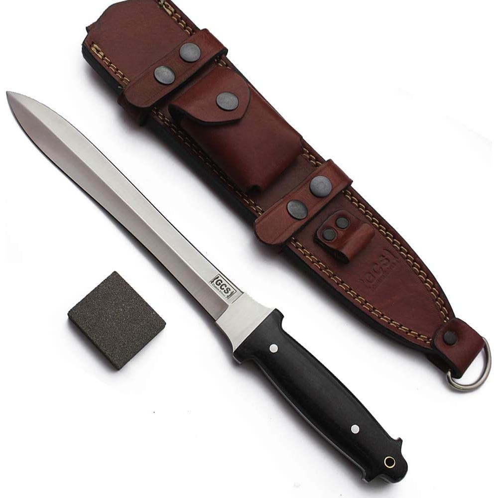 Cuchillo Táctico GCS231 de Supervivencia con Funda de Cuero