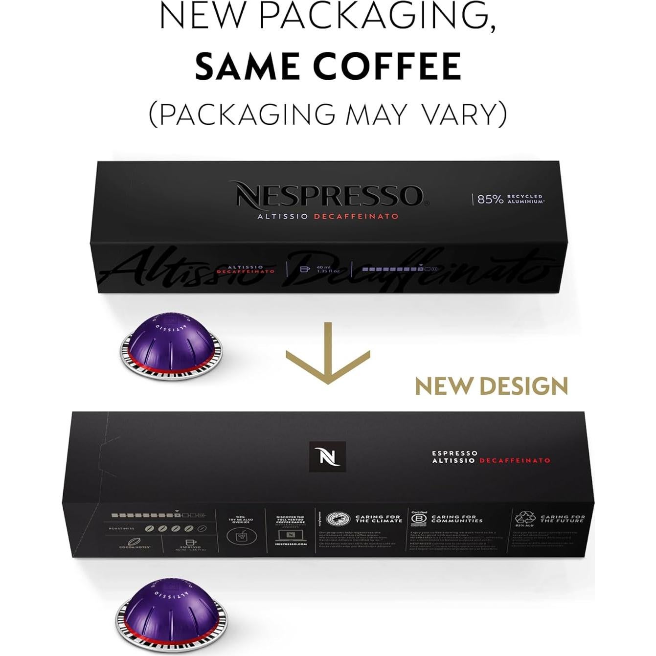 Cápsulas Nespresso Vertuo Altissio Decaffeinato 50 Unidades