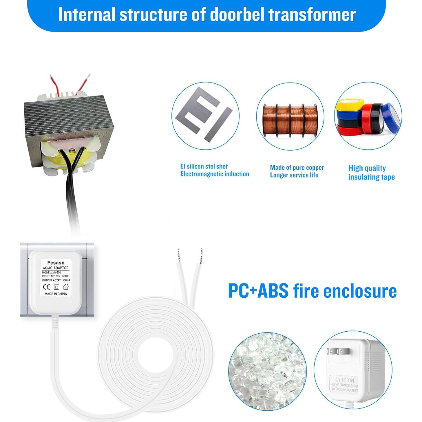 Adaptador de Alimentación 24V CA Fesasn para Timbres y Termostatos
