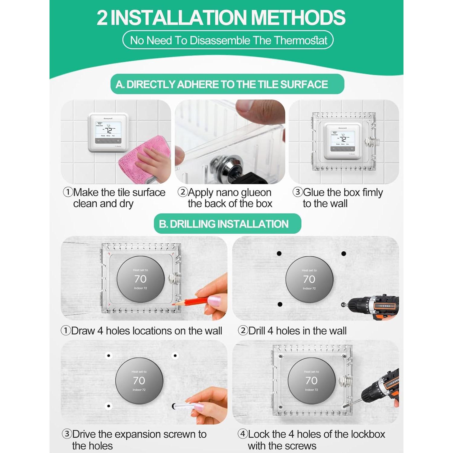 Caja de bloqueo para termostato cuadrada 5x5 - 2 piezas