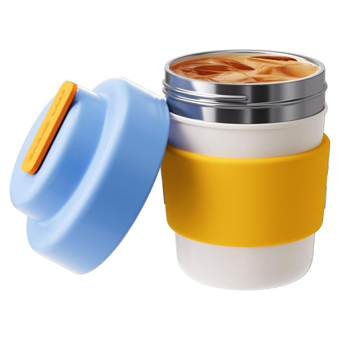 Insulated Travel Coffee Mug, Double vacuum wall,Easy to Grip,BPA free,Blue lid,14 OZ