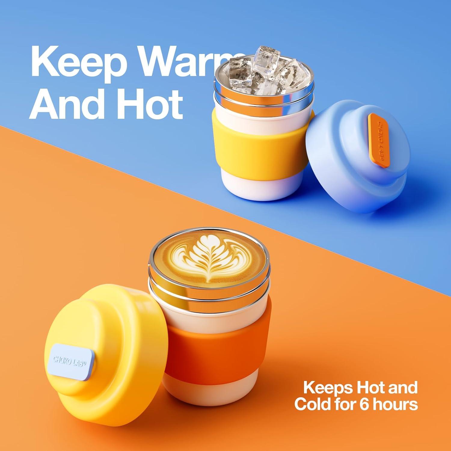 Insulated Travel Coffee Mug, Double vacuum wall,Easy to Grip,BPA free,Blue lid,14 OZ