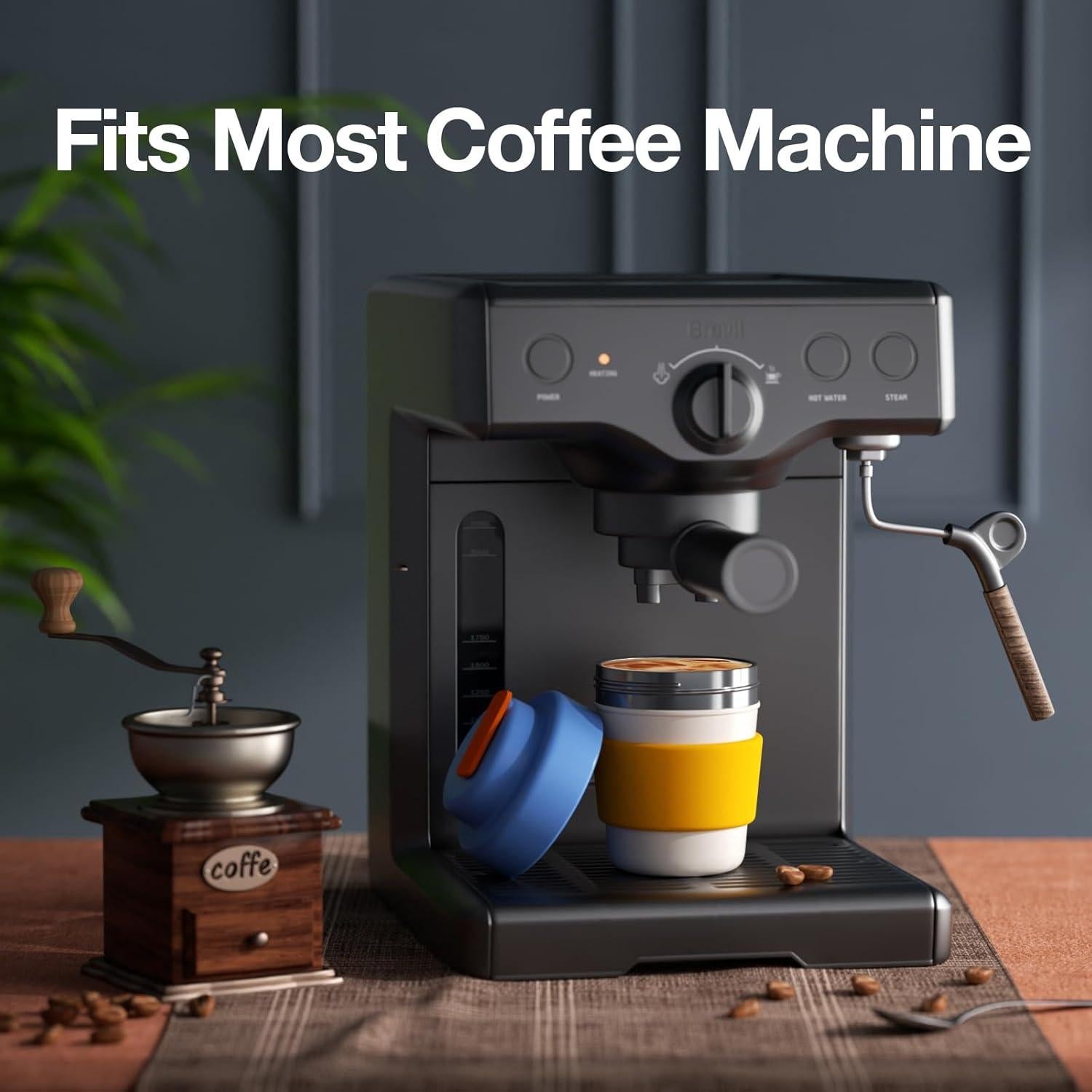 Insulated Travel Coffee Mug, Double vacuum wall,Easy to Grip,BPA free,Blue lid,14 OZ