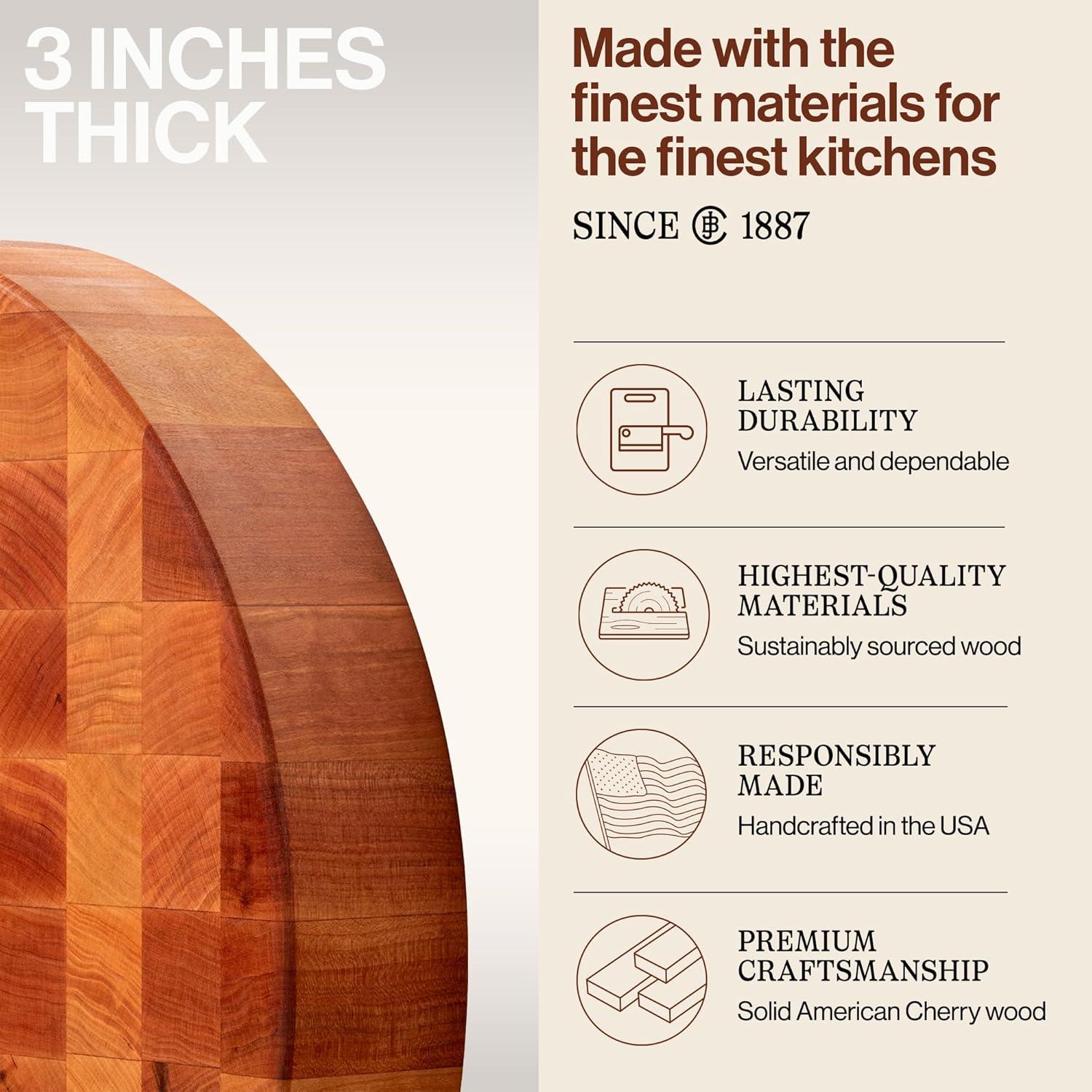 Tabla de Cortar Redonda John Boos Cereza 45.72cm Grosor 7.62cm