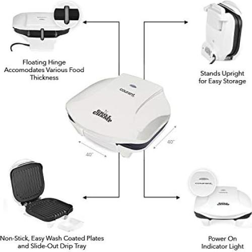 Parrilla Eléctrica Courant CCG2871W para 2 Porciones Blanca