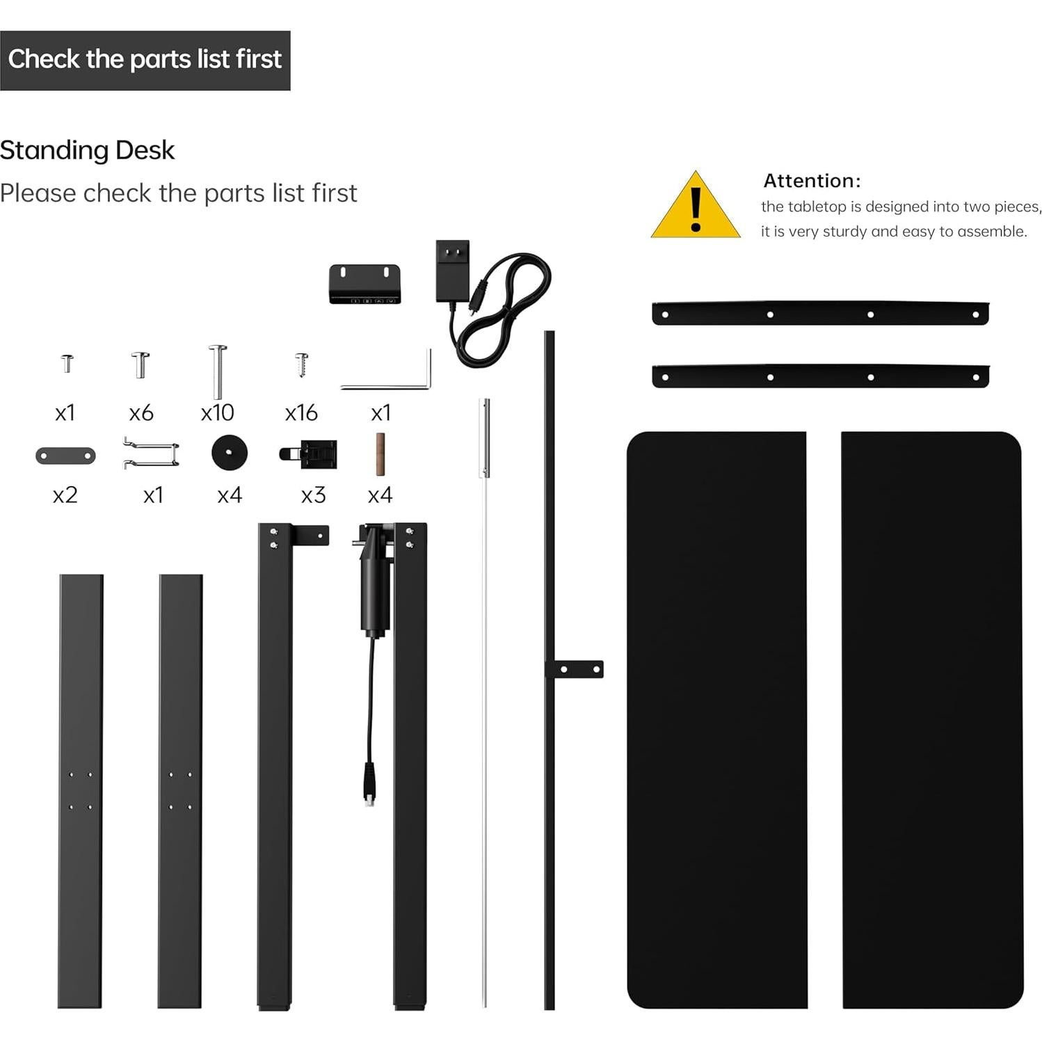 Escritorio de pie eléctrico ajustable LongKe SD-E1BB-32 81x50 cm