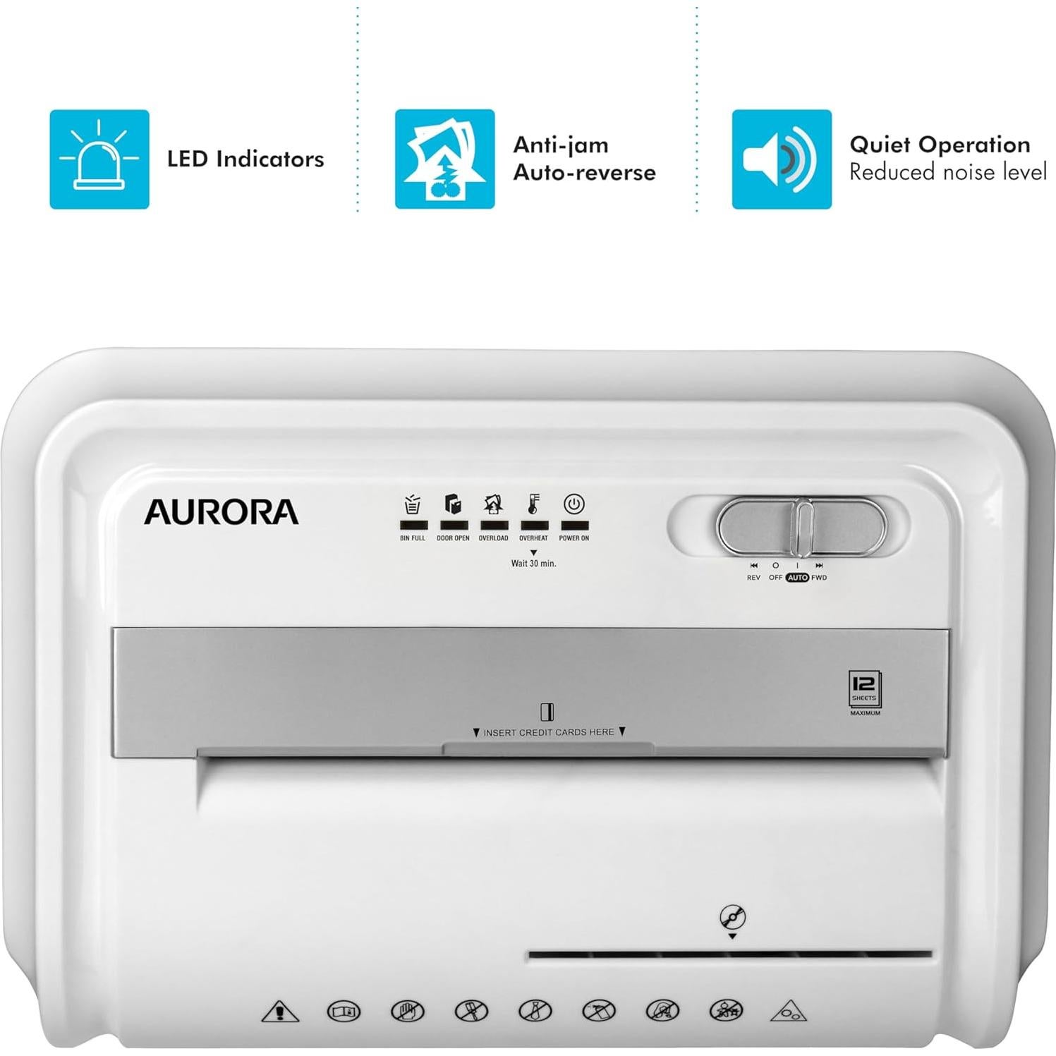 Destructora de papel Aurora AU1262XE 12 hojas corte cruzado