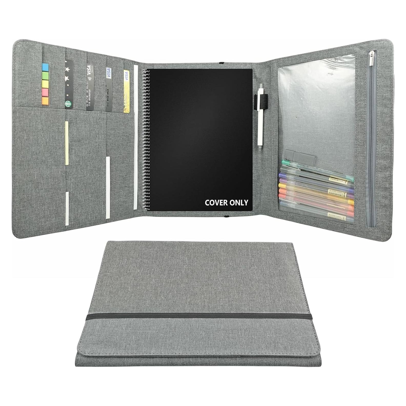 Funda Folio SivaLife A4 Gris con Organizador y Bucle para Bolígrafo