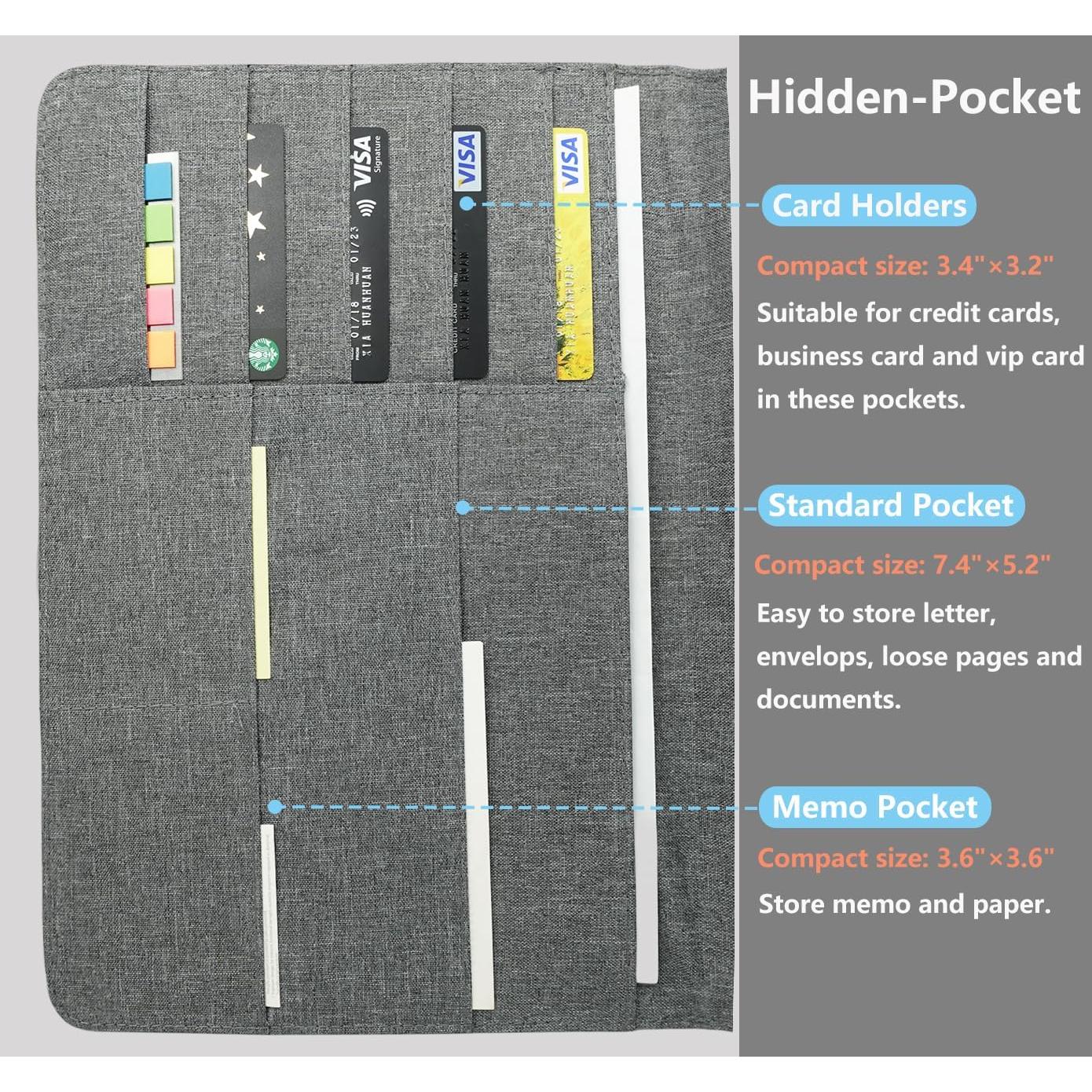 Funda Folio SivaLife A4 Gris con Organizador y Bucle para Bolígrafo