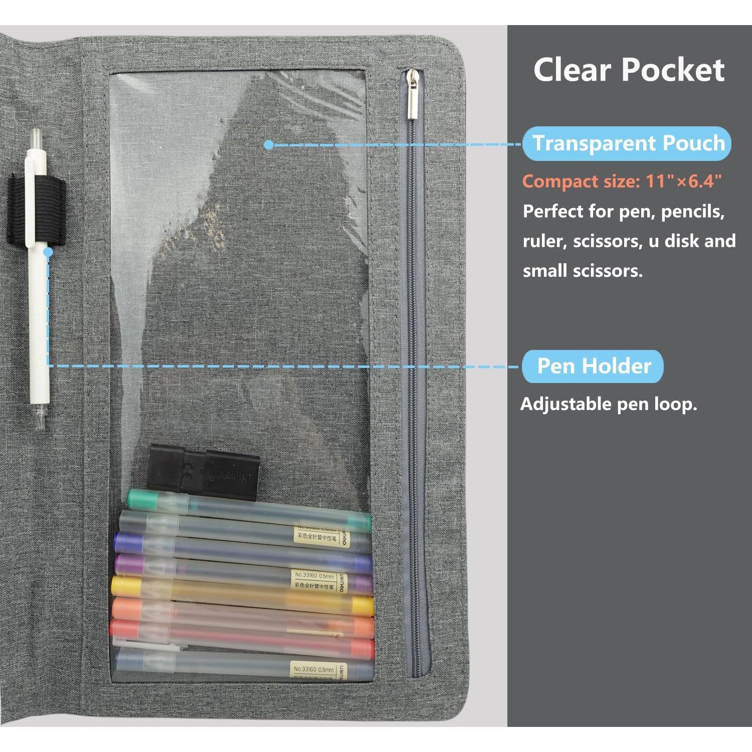 Funda Folio SivaLife A4 Gris con Organizador y Bucle para Bolígrafo