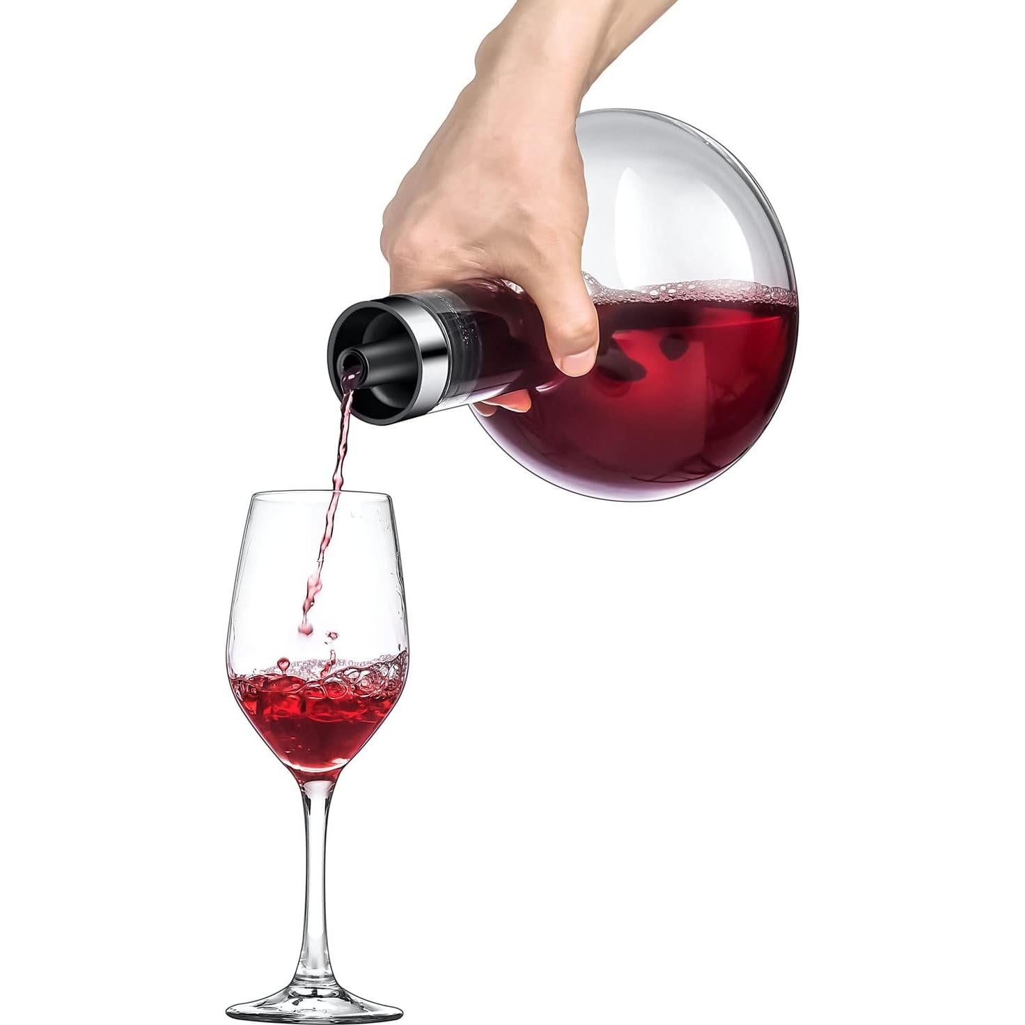 Decantador de vino SJZQ 1.5L cristal soplado a mano con tapa