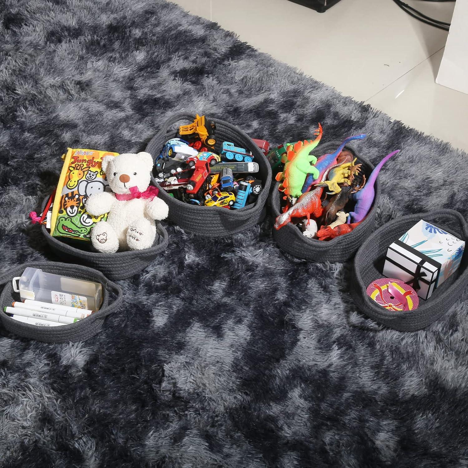 Juego de 5 Cestas de Cuerda VOOWO para Almacenamiento - Gris