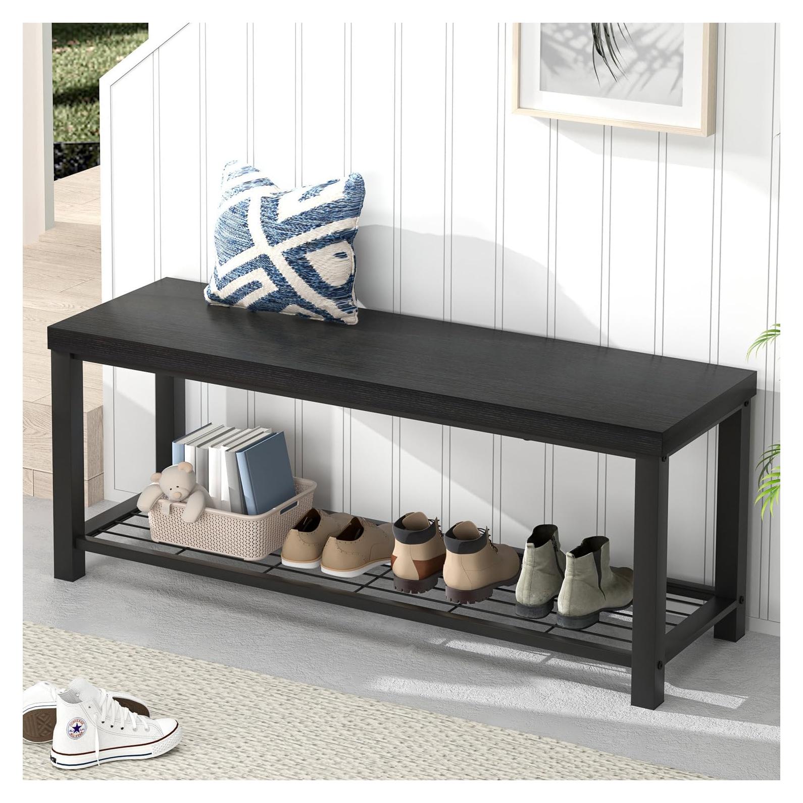 Banco de Entrada EXCEFUR 110 cm Negro Industrial 2-Niveles