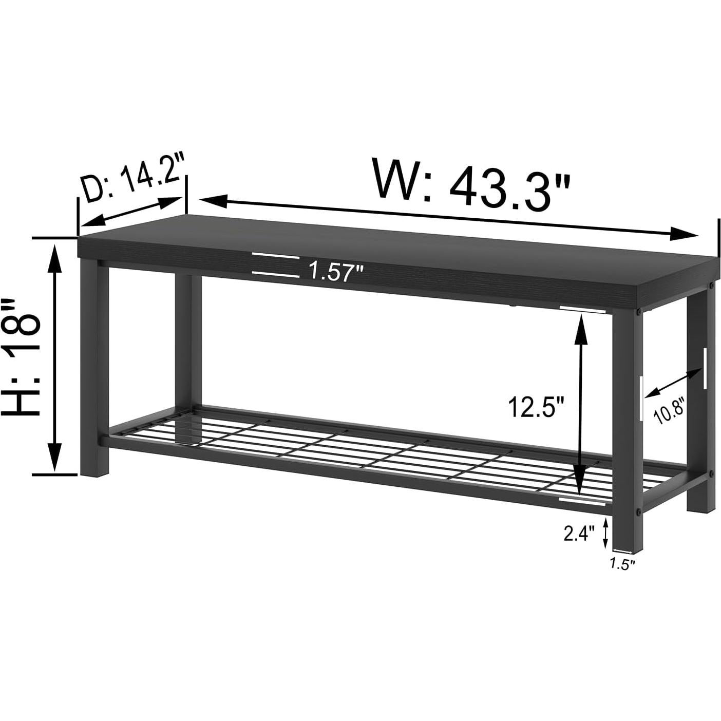 Banco de Entrada EXCEFUR 110 cm Negro Industrial 2-Niveles