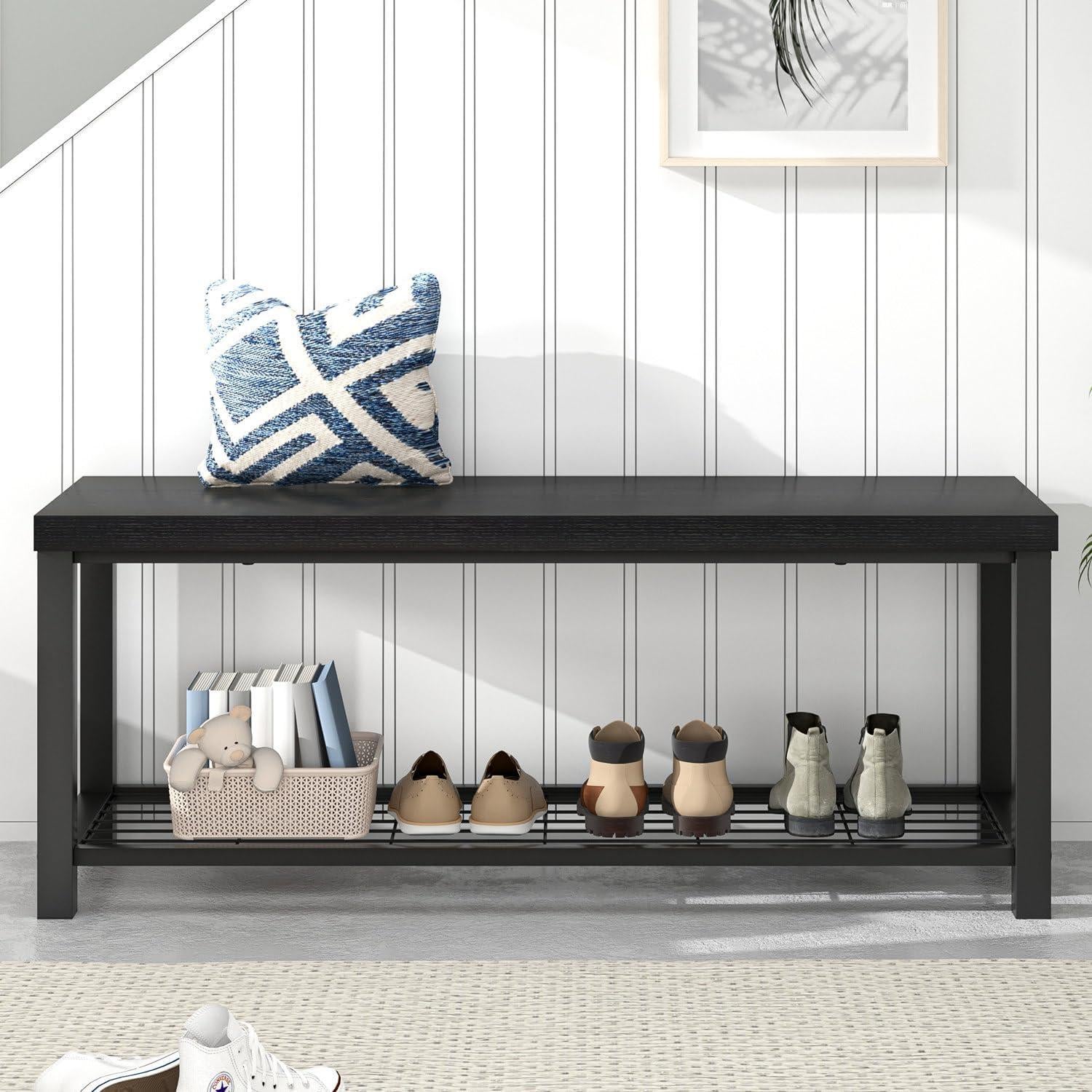 Banco de Entrada EXCEFUR 110 cm Negro Industrial 2-Niveles