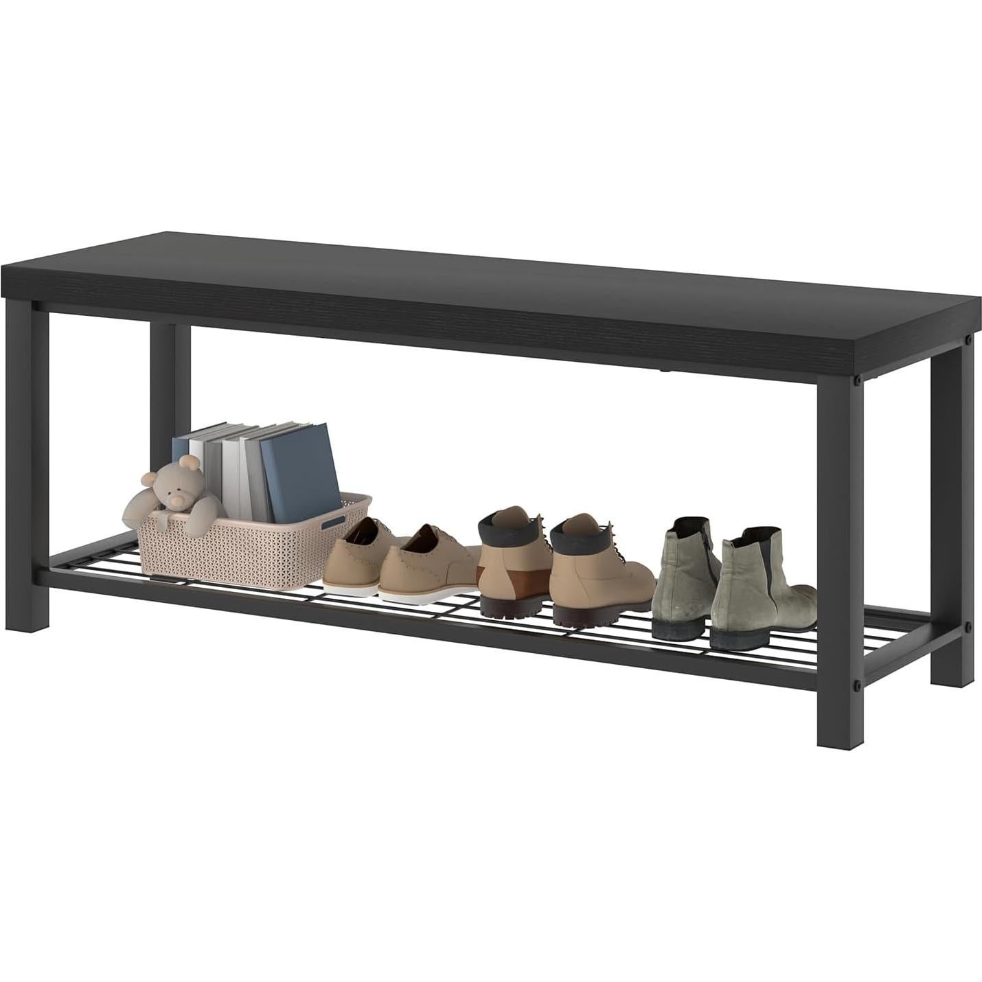 Banco de Entrada EXCEFUR 110 cm Negro Industrial 2-Niveles