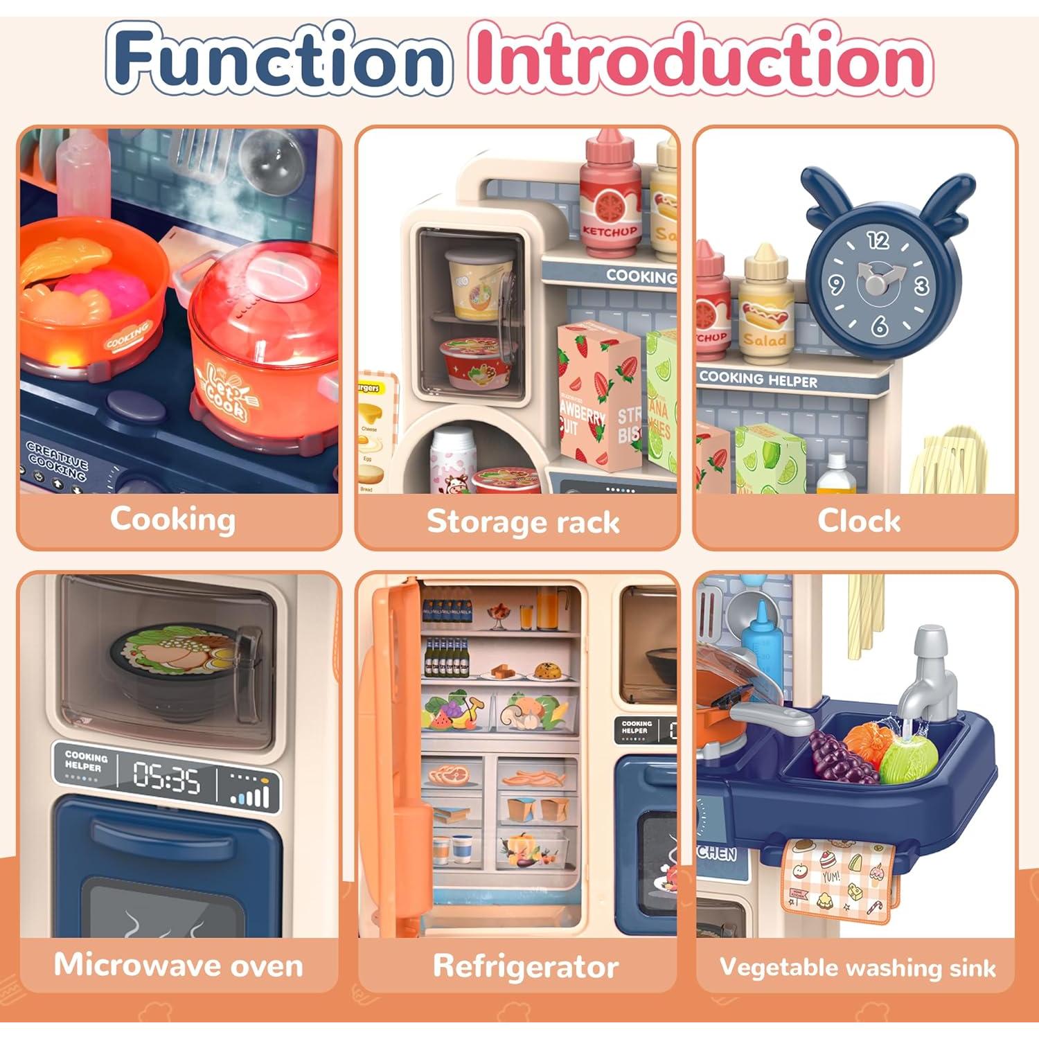 Cocina Infantil Cossy Azul con Sonido y Luz, Juguete 50x43.9x33cm