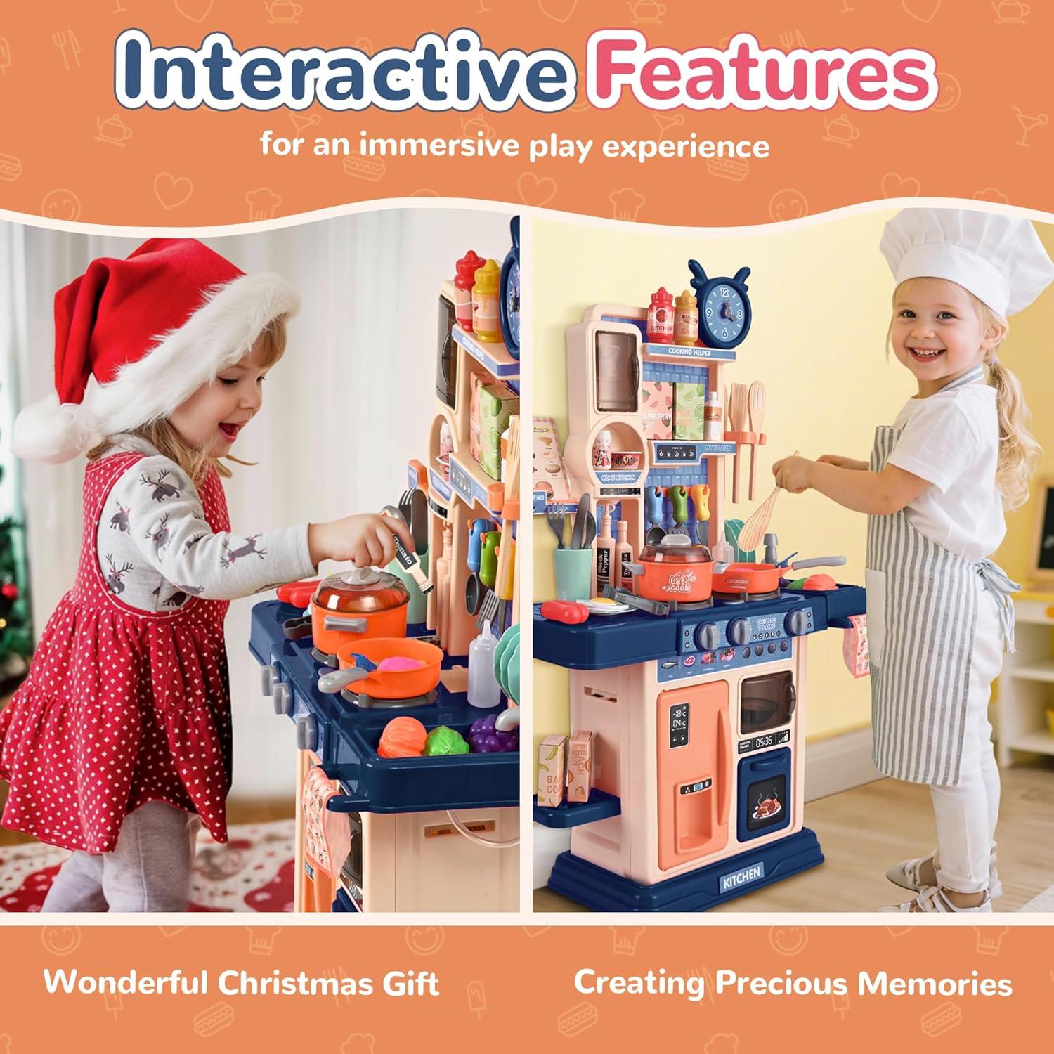 Cocina Infantil Cossy Azul con Sonido y Luz, Juguete 50x43.9x33cm