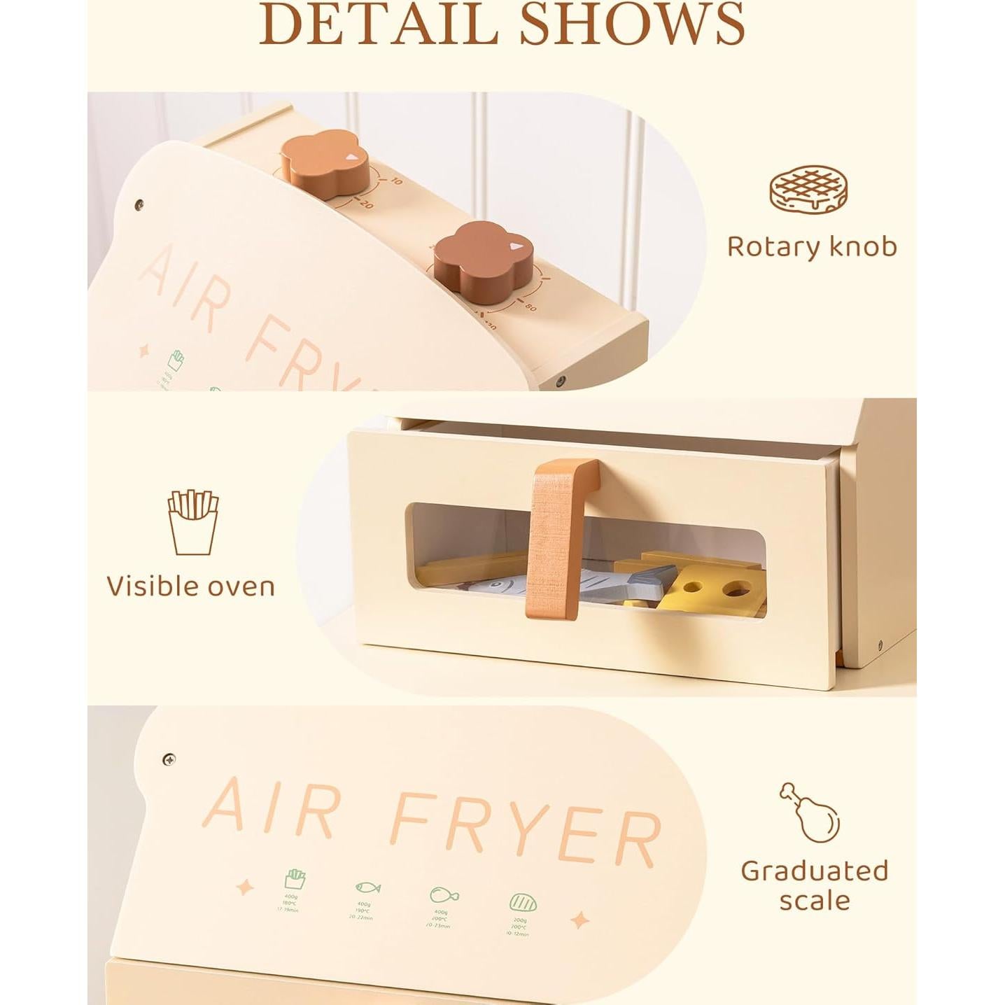 Freidora de Aire de Juguete ROBOTIME para Niños - Madera