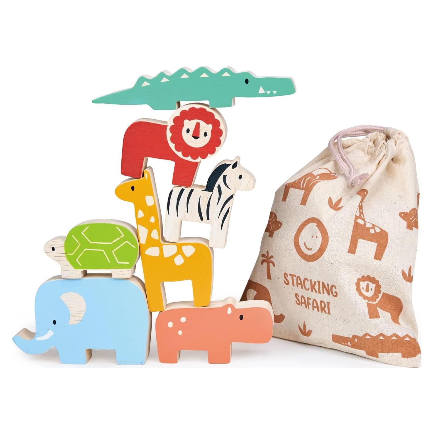 Juguete de Apilamiento de Madera Mentari - Safari 7 Piezas