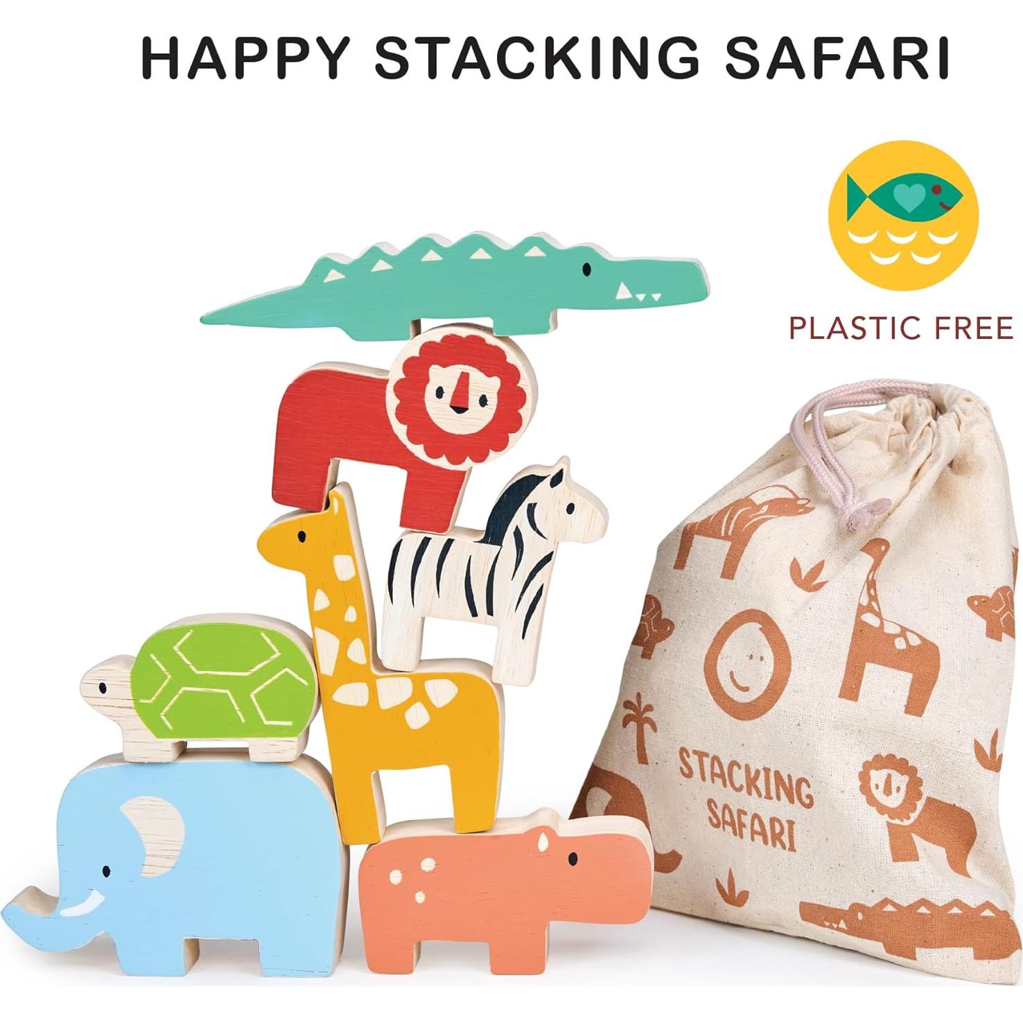 Juguete de Apilamiento de Madera Mentari - Safari 7 Piezas