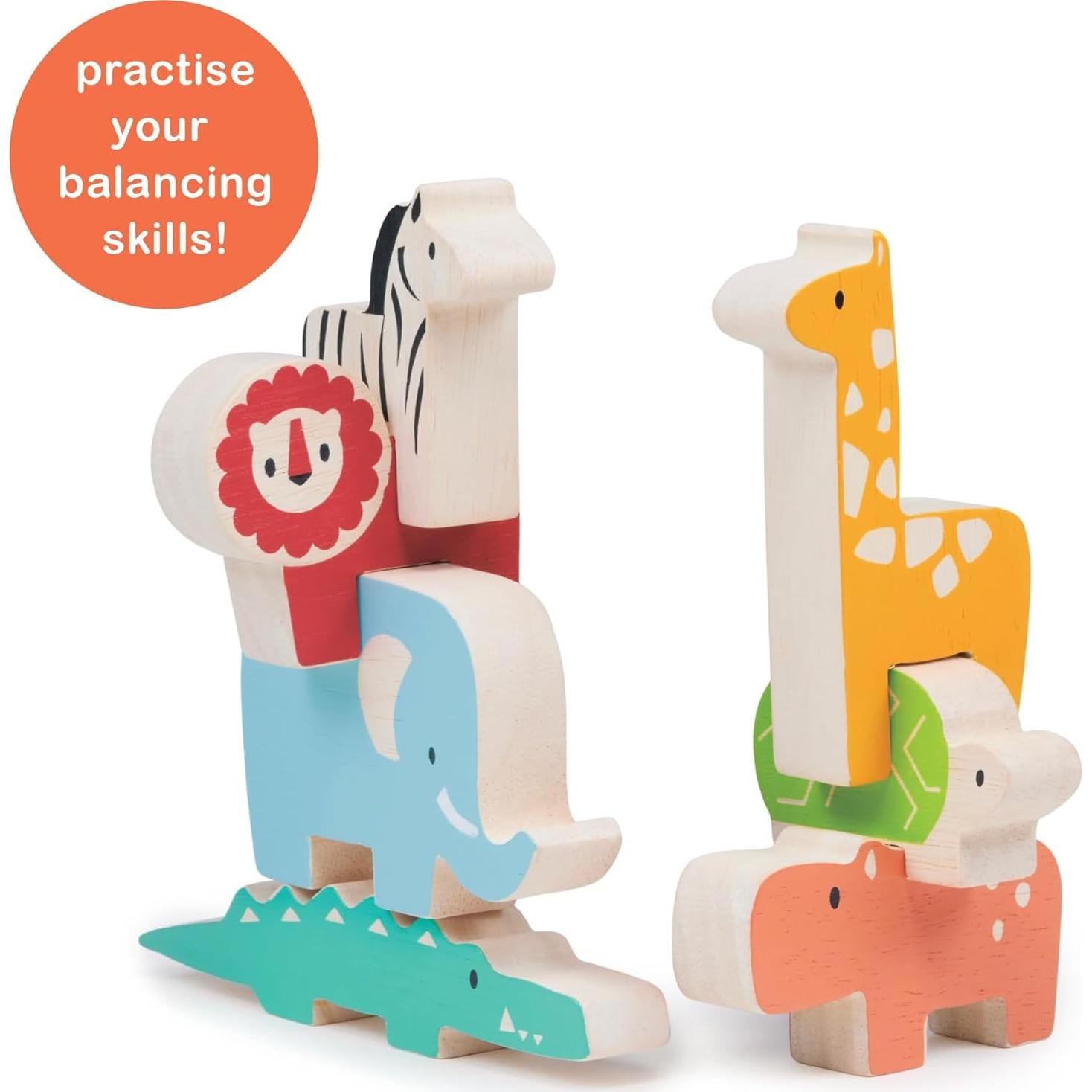 Juguete de Apilamiento de Madera Mentari - Safari 7 Piezas