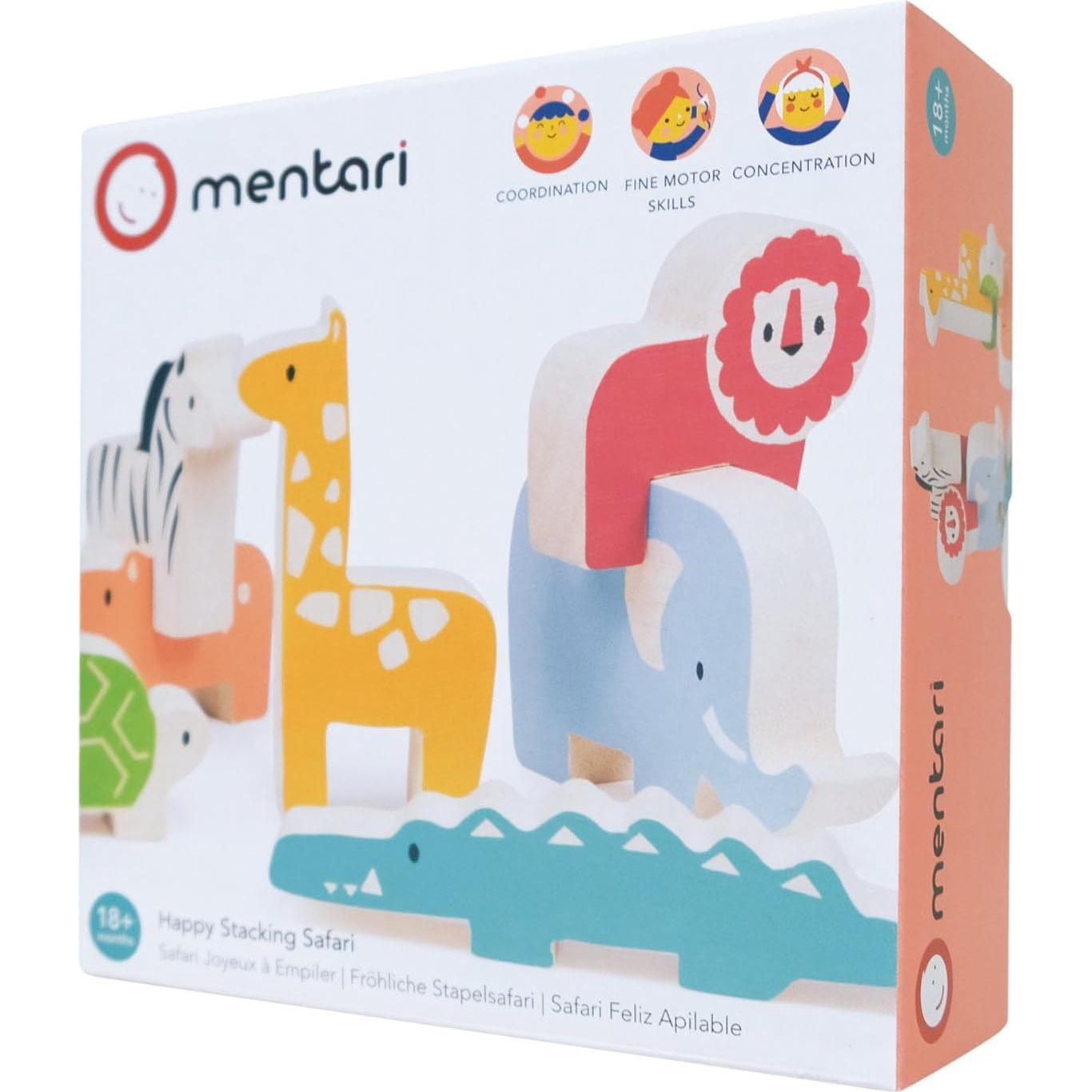 Juguete de Apilamiento de Madera Mentari - Safari 7 Piezas