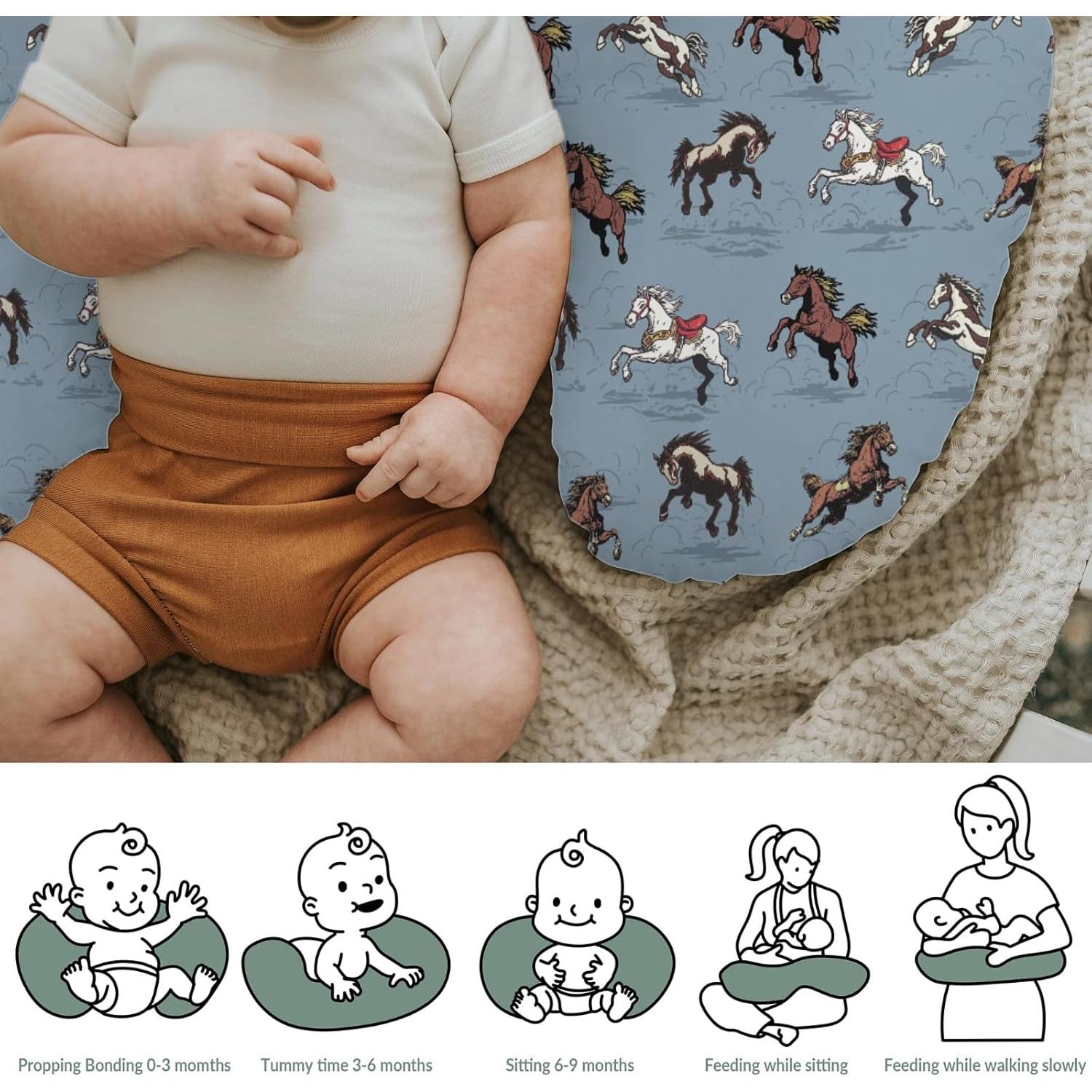 Funda de Almohada de Lactancia Vintage Caballos 55.88x45.72cm