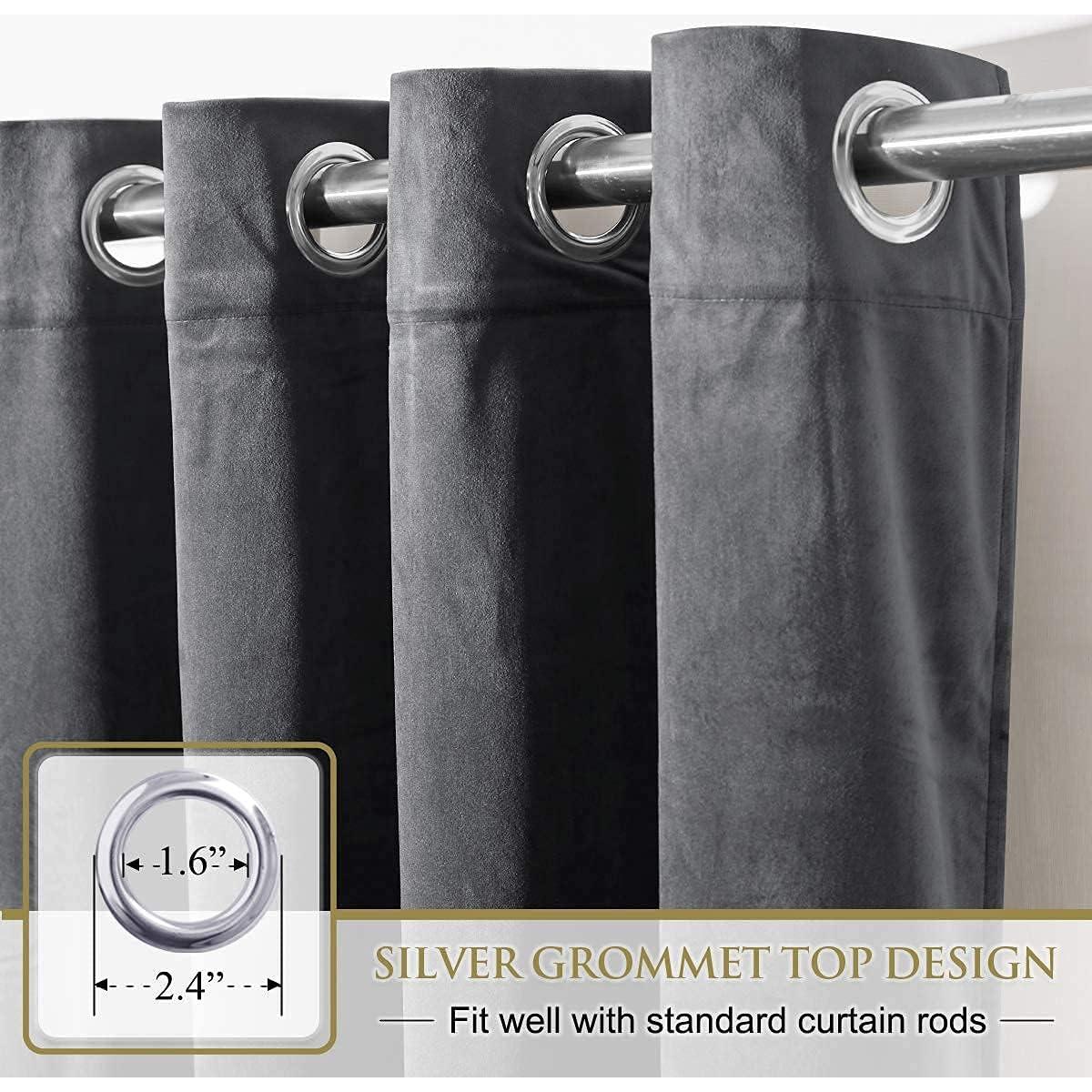 Cortinas Opacas de Terciopelo StangH Gris 132x244 cm 2 Paneles