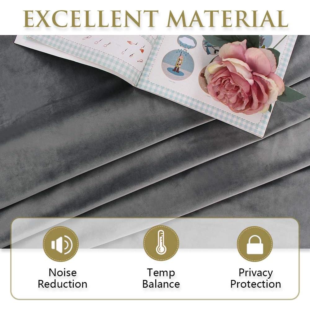 Cortinas Opacas de Terciopelo StangH Gris 132x244 cm 2 Paneles
