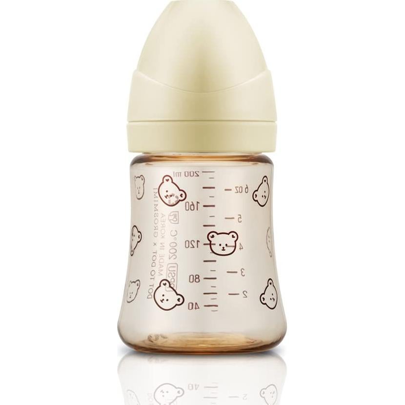 Botella para Bebé Grosmimi 177ml Anti-Cólica Oso Pure Gold