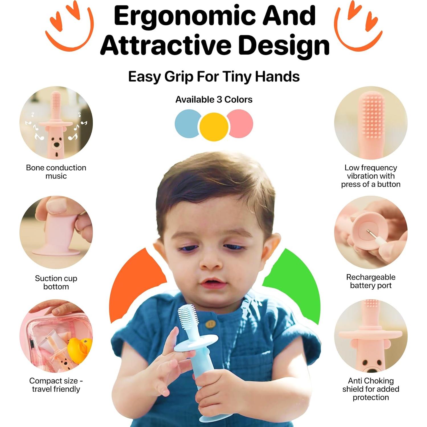 Mordedor y Cepillo Eléctrico KLOUDYS Azul 2 en 1 para Bebés