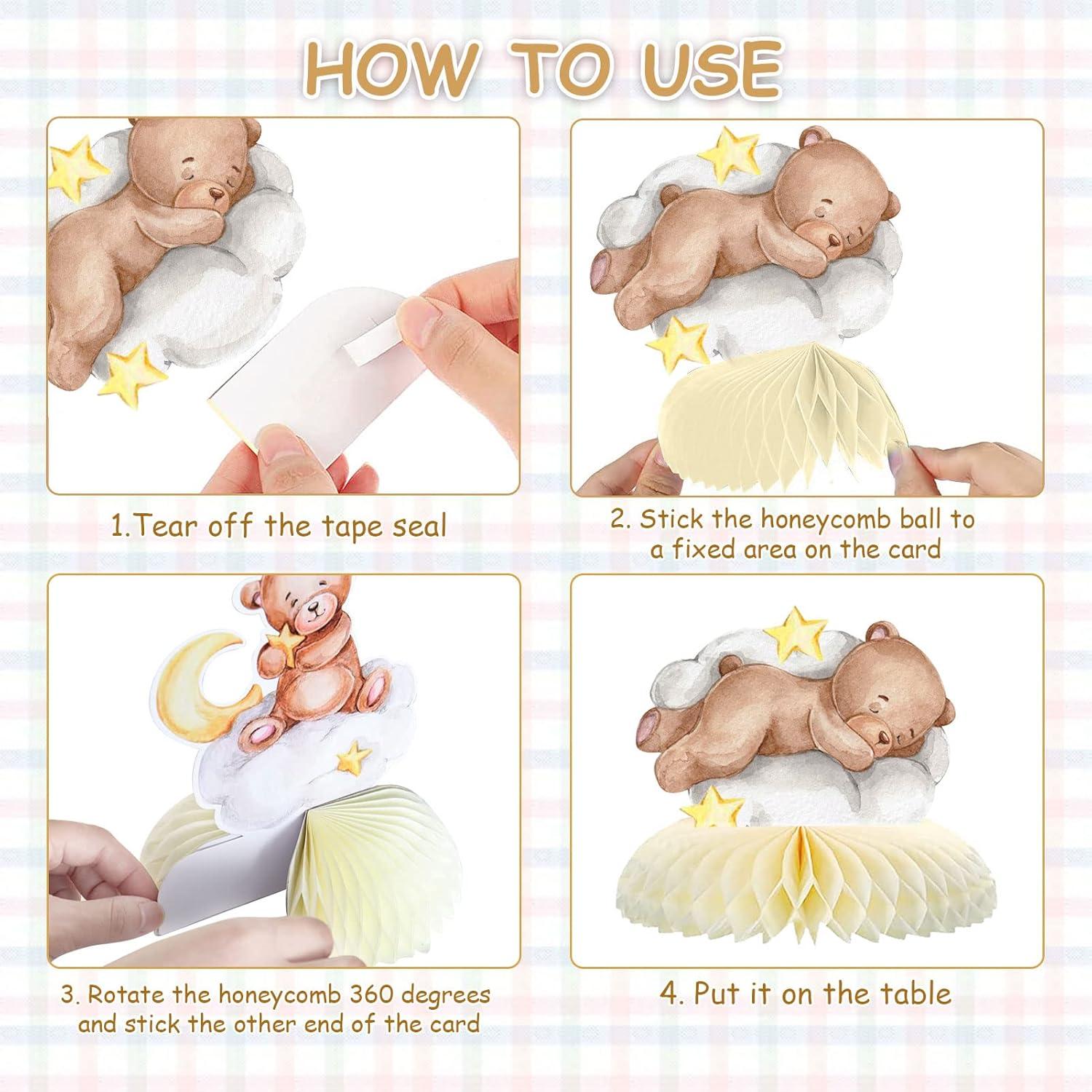 Centros de Mesa de Oso Tarklanda - 9 Piezas para Baby Shower