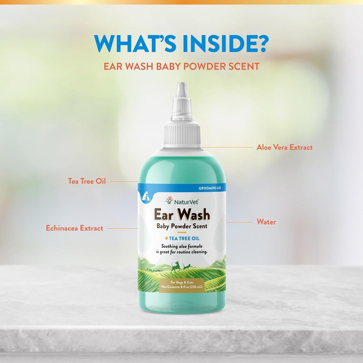 NaturVet Lavado de Oídos con Aceite de Árbol de Té y Aloe 226g