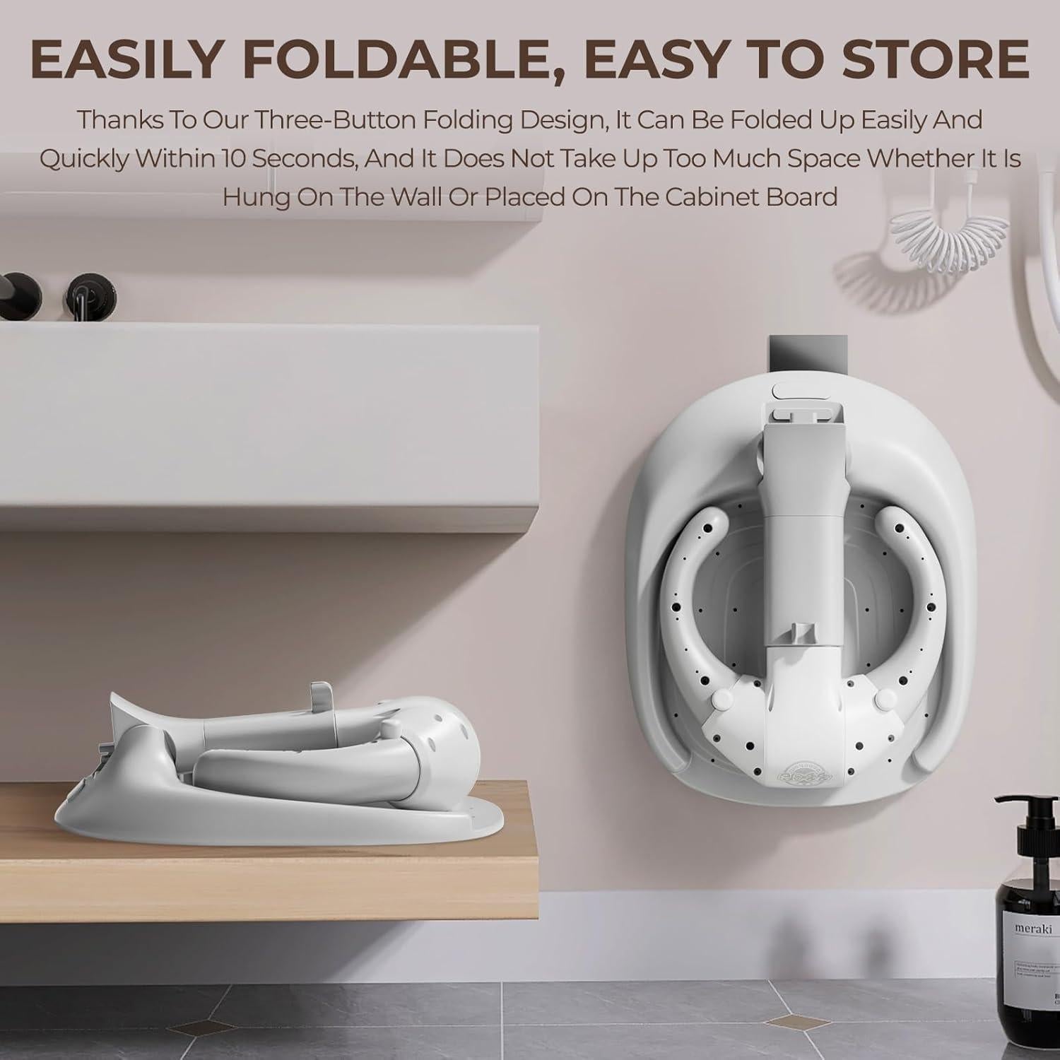 Soporte de Ducha para Bebés Xuysi Ajustable y Plegable Gris