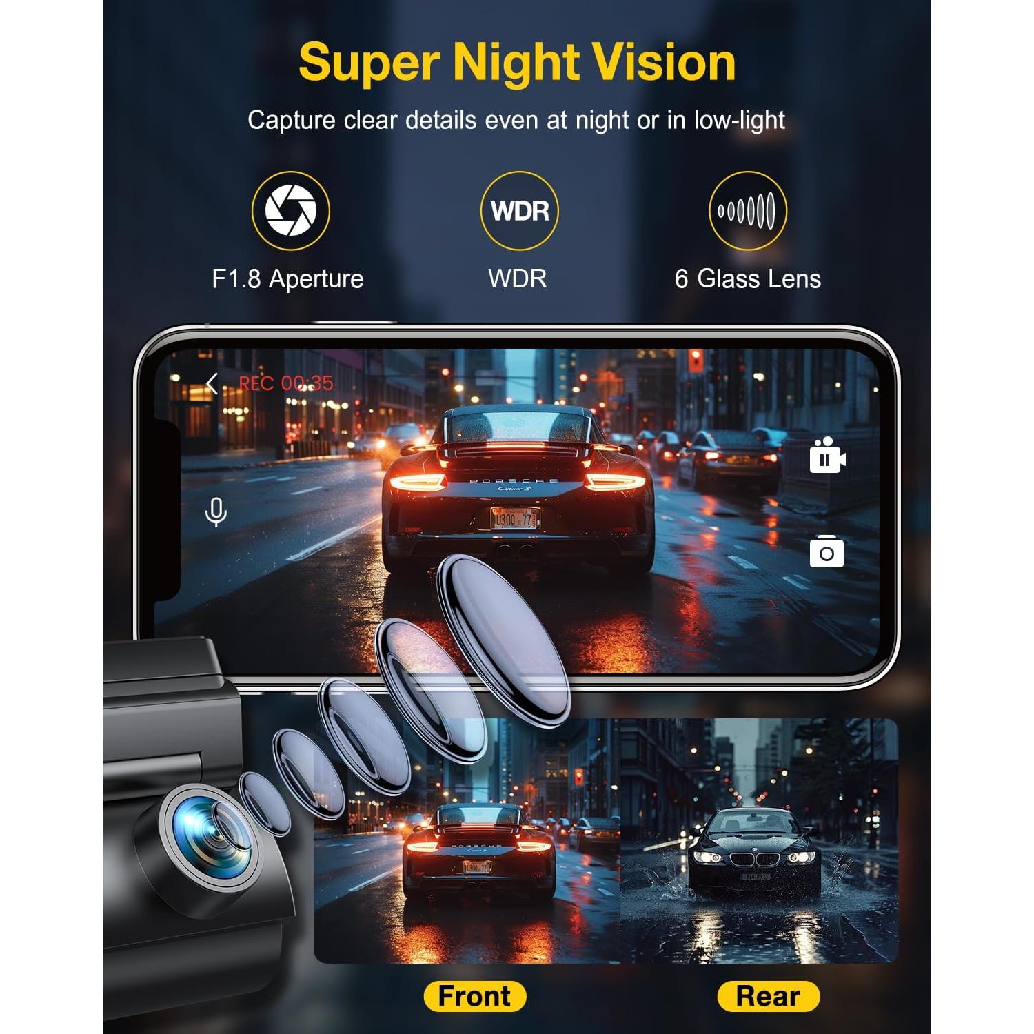 Cámara Dash GKU D600Pro 4K+1080P GPS WiFi 5.8GHz