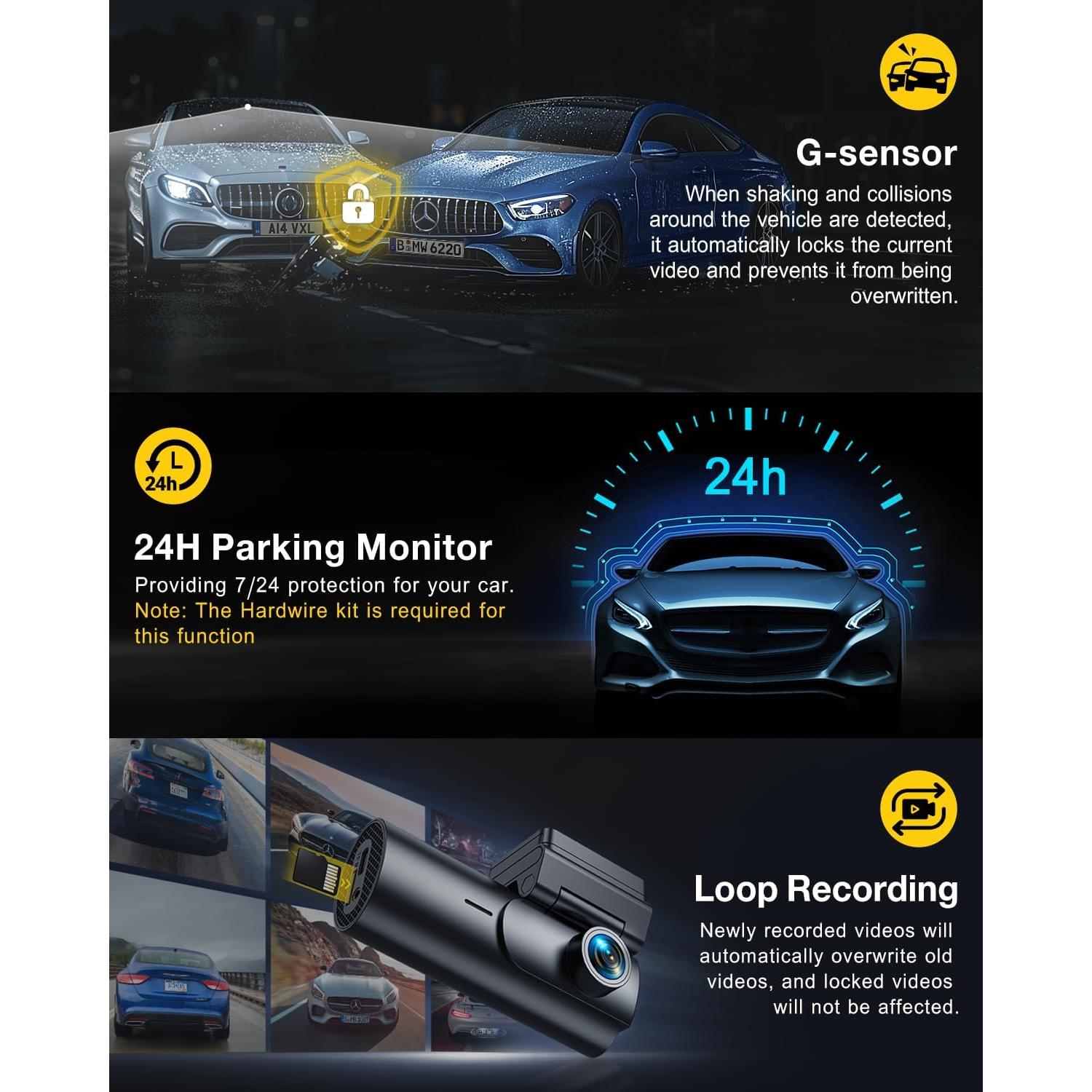 Cámara Dash GKU D600Pro 4K+1080P GPS WiFi 5.8GHz