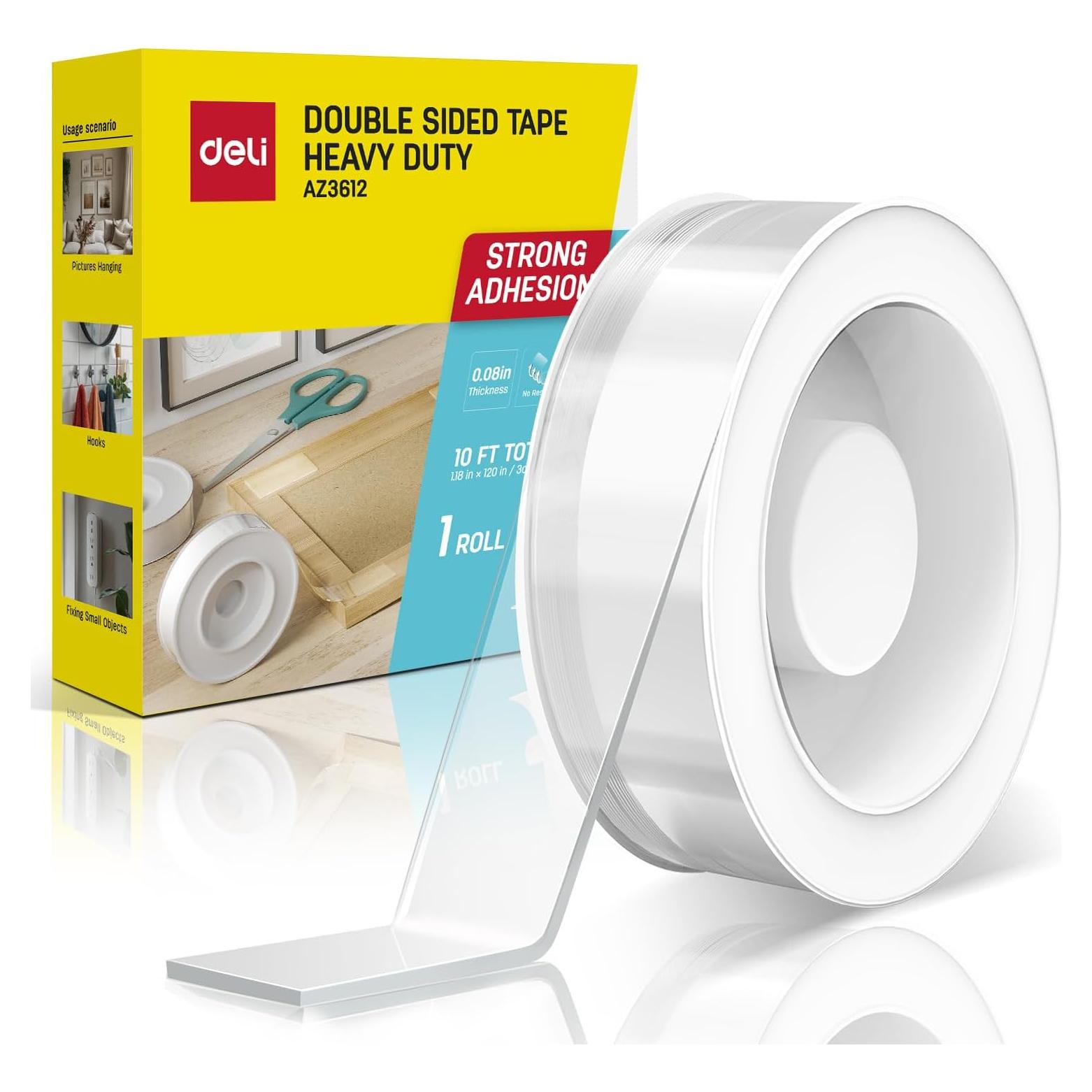 Cinta Doble Cara Deli 3.05m Transparente Resistente al Agua