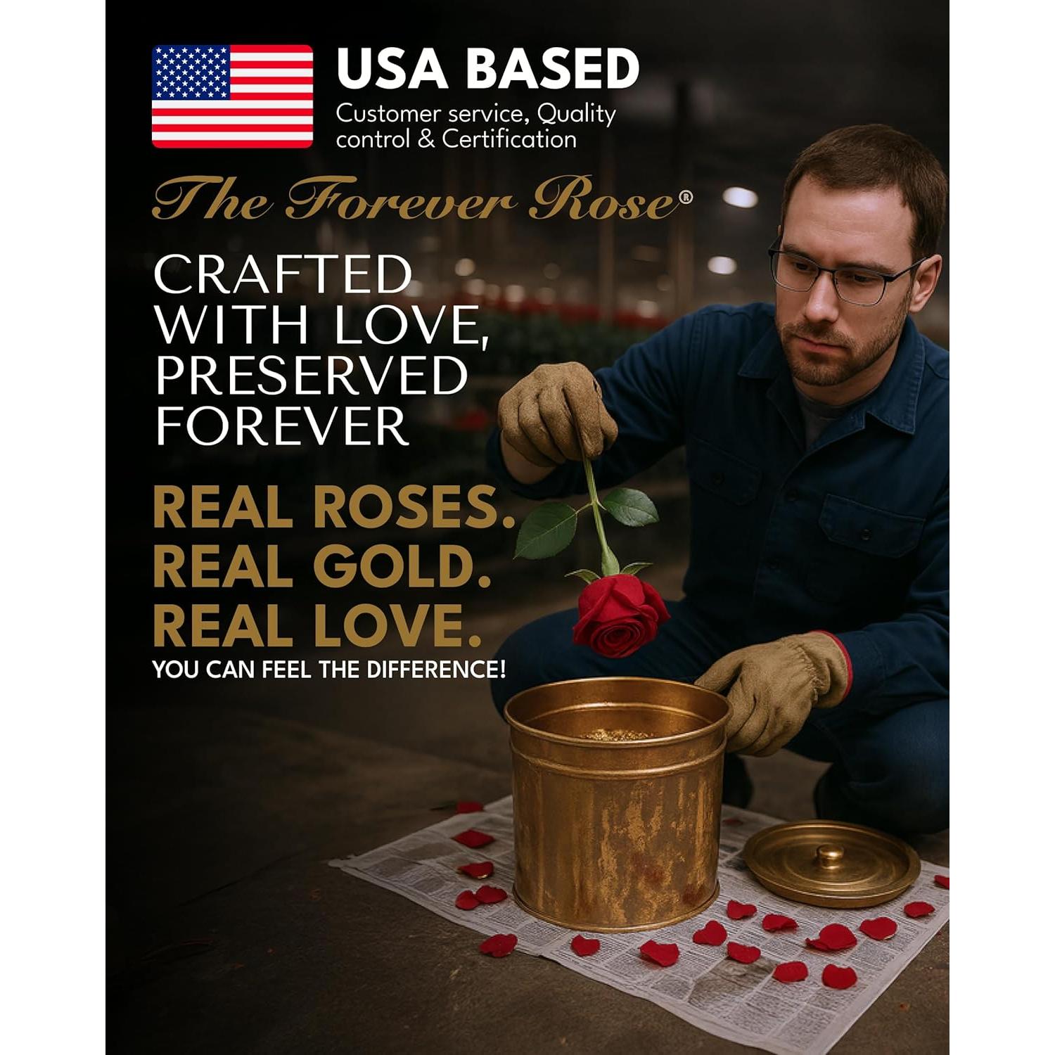 Rosa Eterna de Oro 24K Rosa Real en Caja de Regalo Lujo