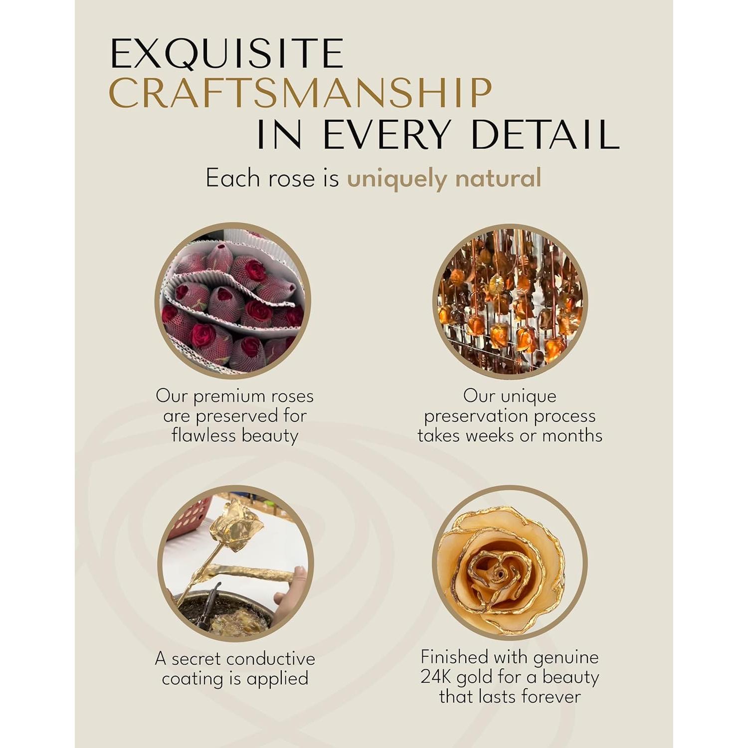Rosa Eterna de Oro 24K Rosa Real en Caja de Regalo Lujo