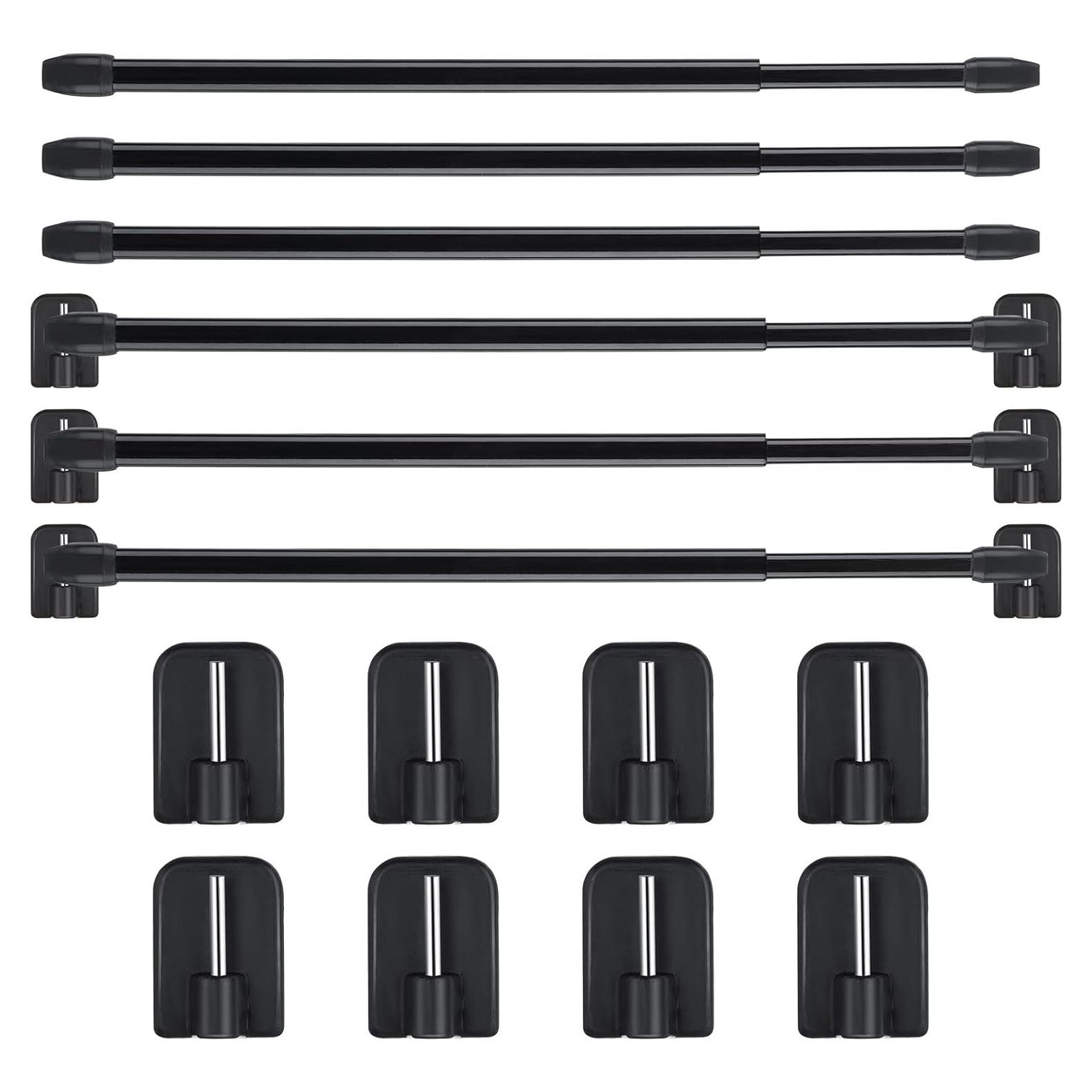 Jetec Varillas de Cortina Ajustables 6 Piezas 40-70 cm Negro