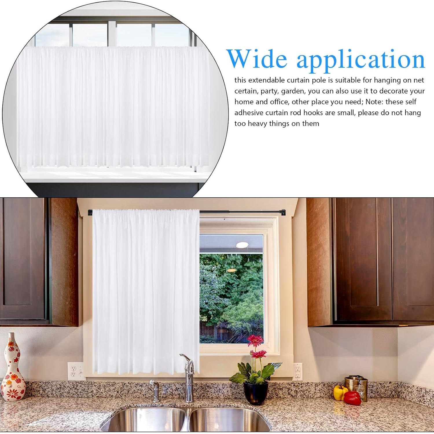 Jetec Varillas de Cortina Ajustables 6 Piezas 40-70 cm Negro