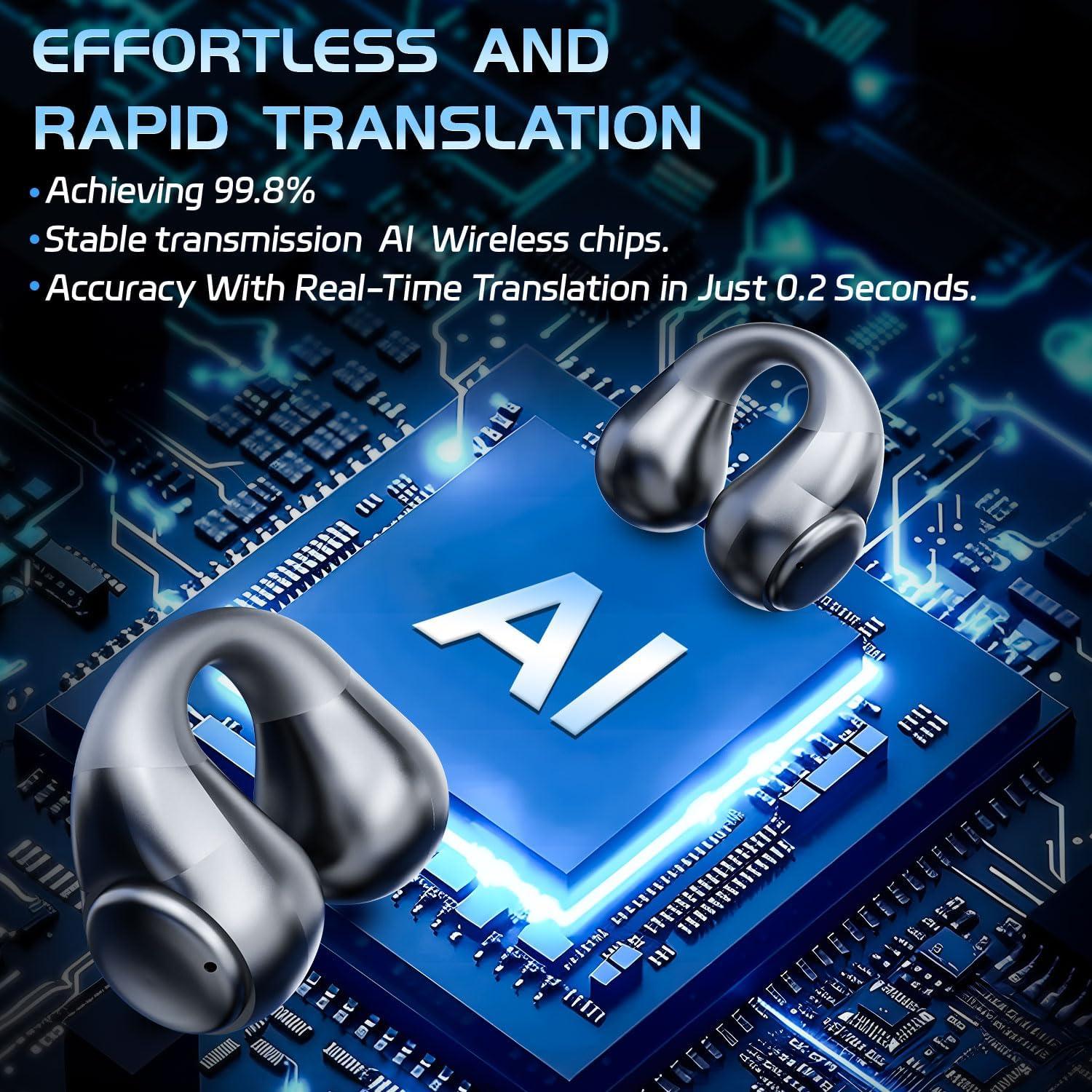 Auriculares de Traducción AI JR01 Negro - 144 Idiomas, 52h Batería