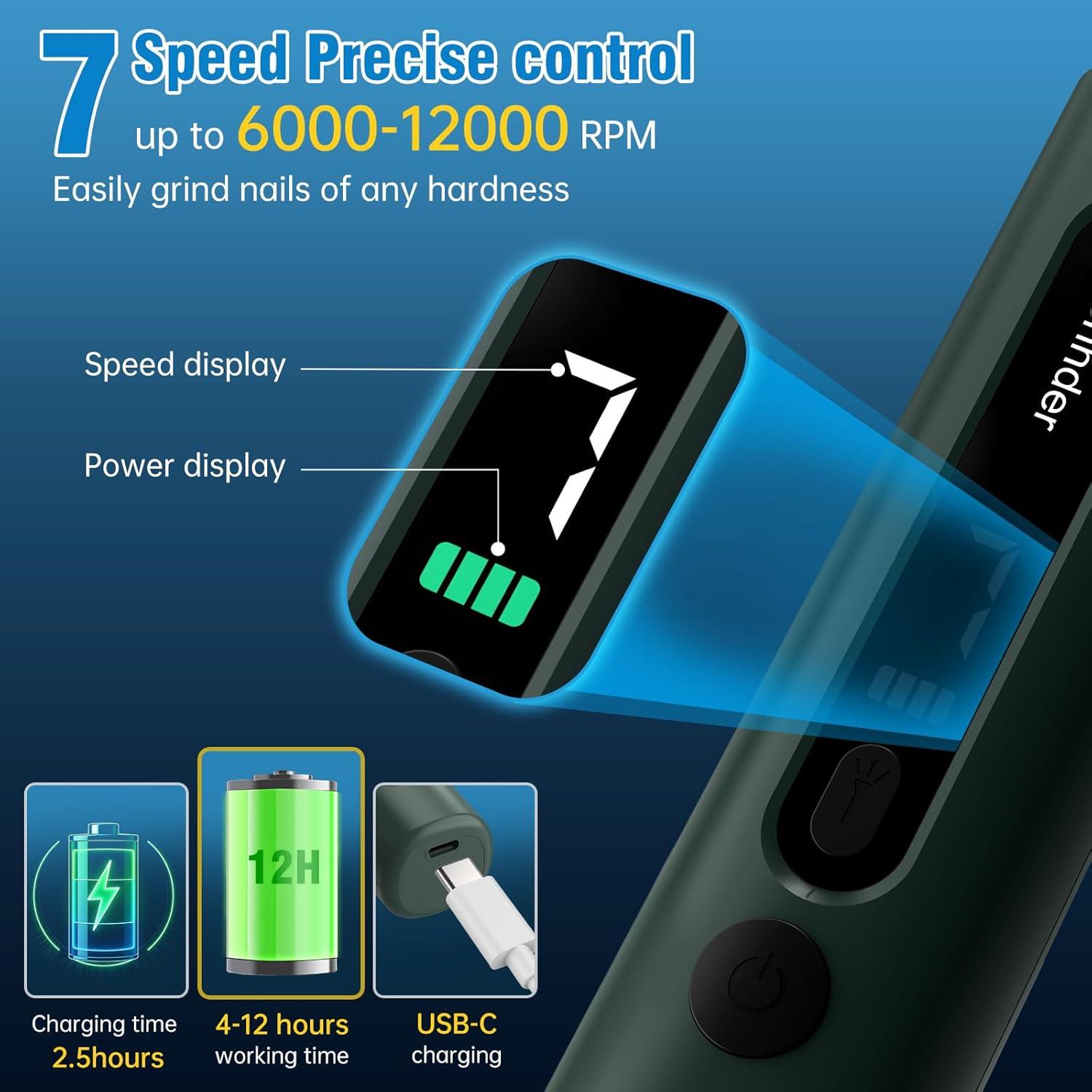 Cortador de Uñas Eléctrico Barkitty Verde 7 Velocidades para Perros