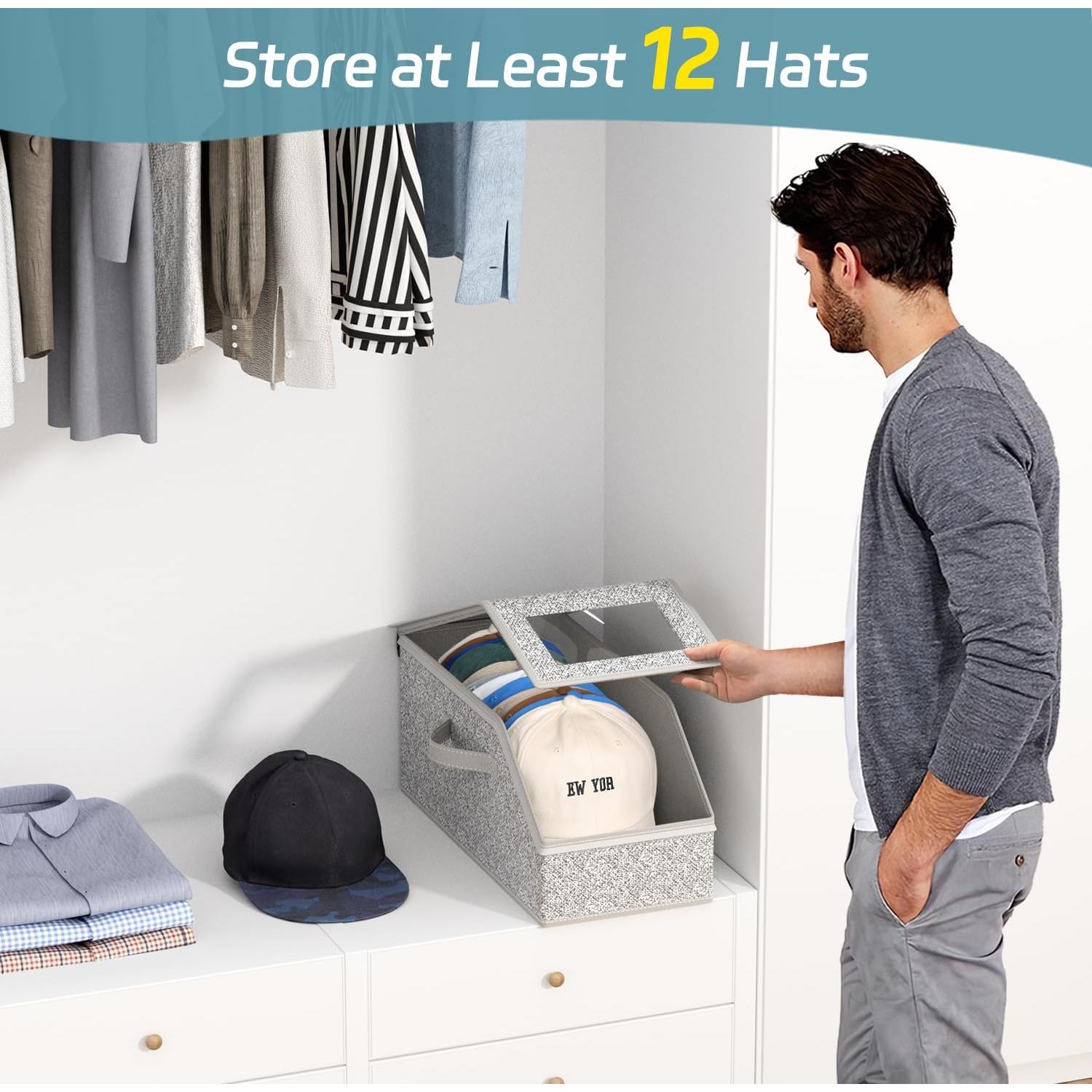 Organizador de Gorras AOODA para 12 Gorras, Gris, Apilable