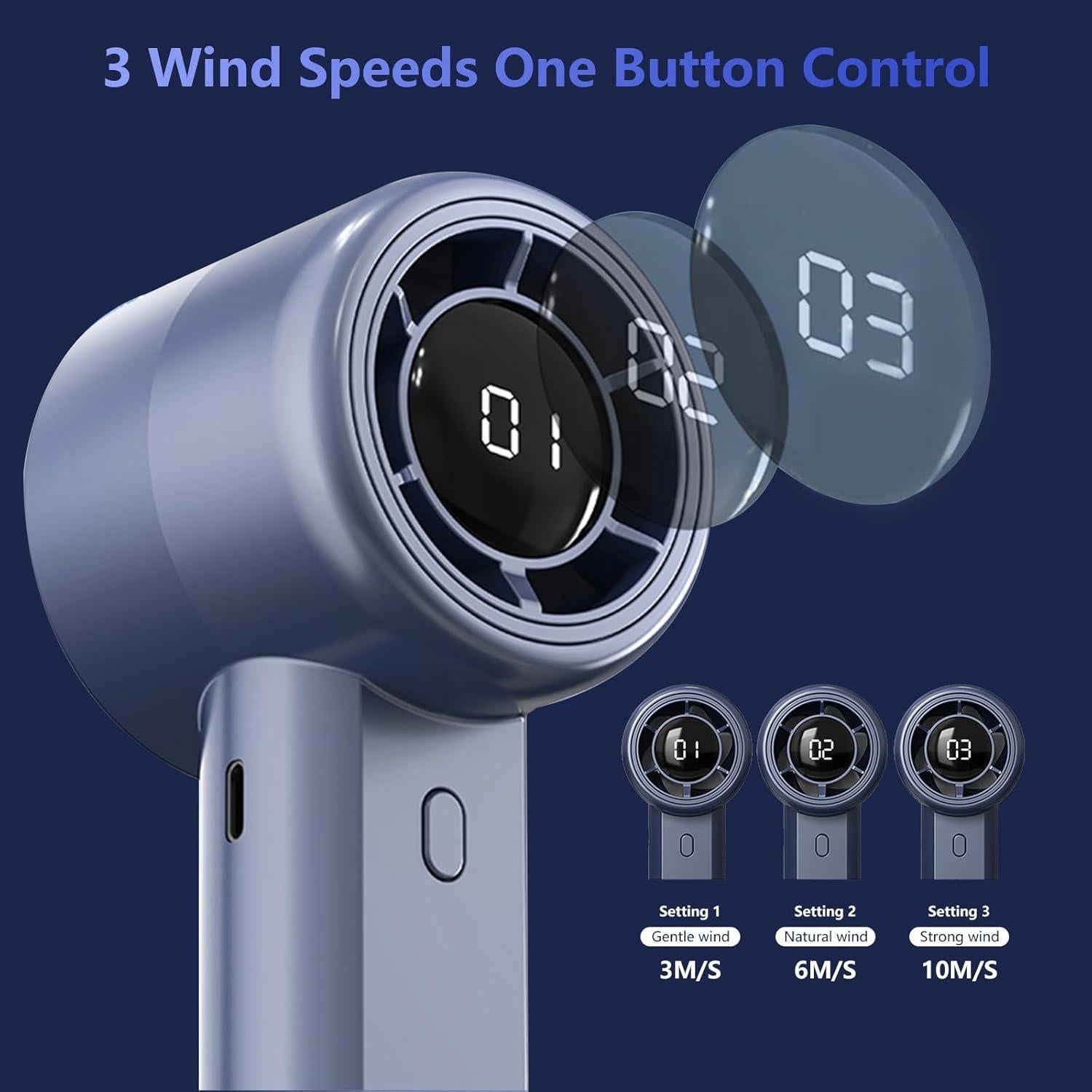 Ventilador Portátil de Mano CIBAIL G1 Recargable USB 3 Velocidades