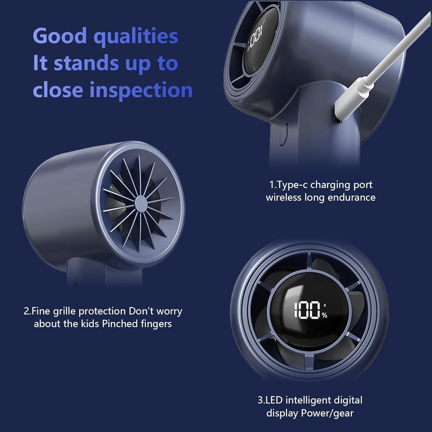 Ventilador Portátil de Mano CIBAIL G1 Recargable USB 3 Velocidades